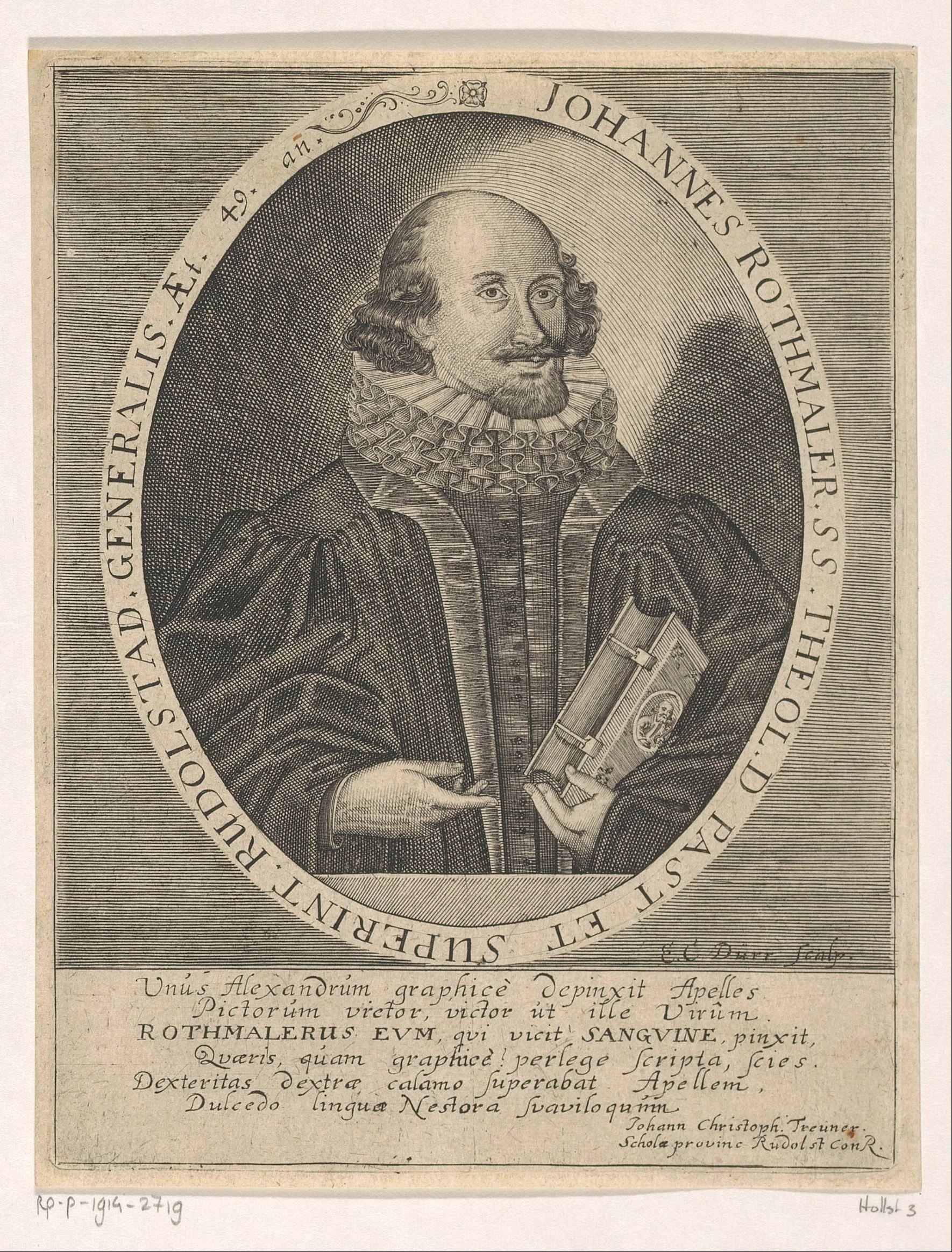 Portret van Johann Rothmaler op 49-jarige leeftijd
