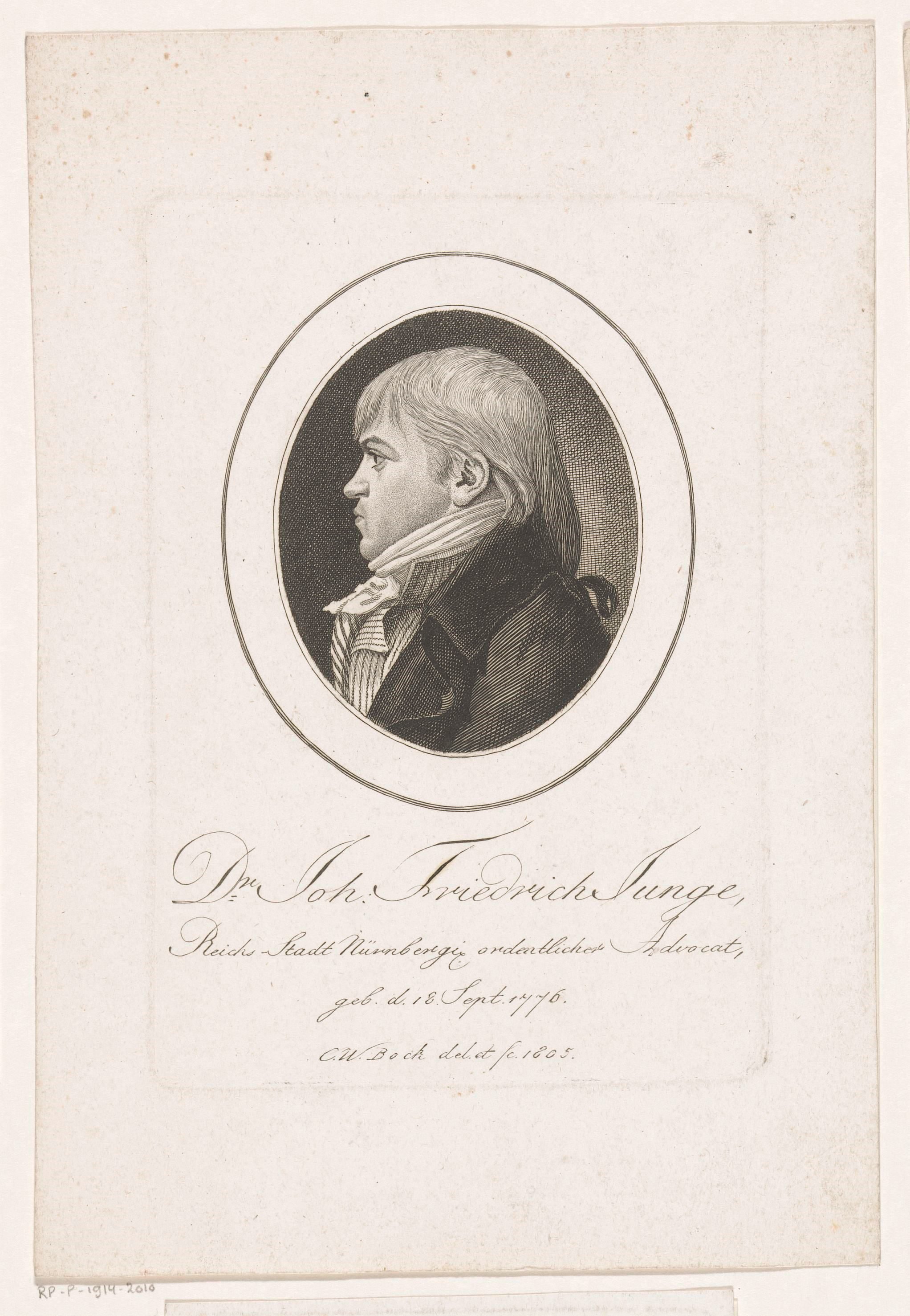 Portret van Johann Friedrich Junge