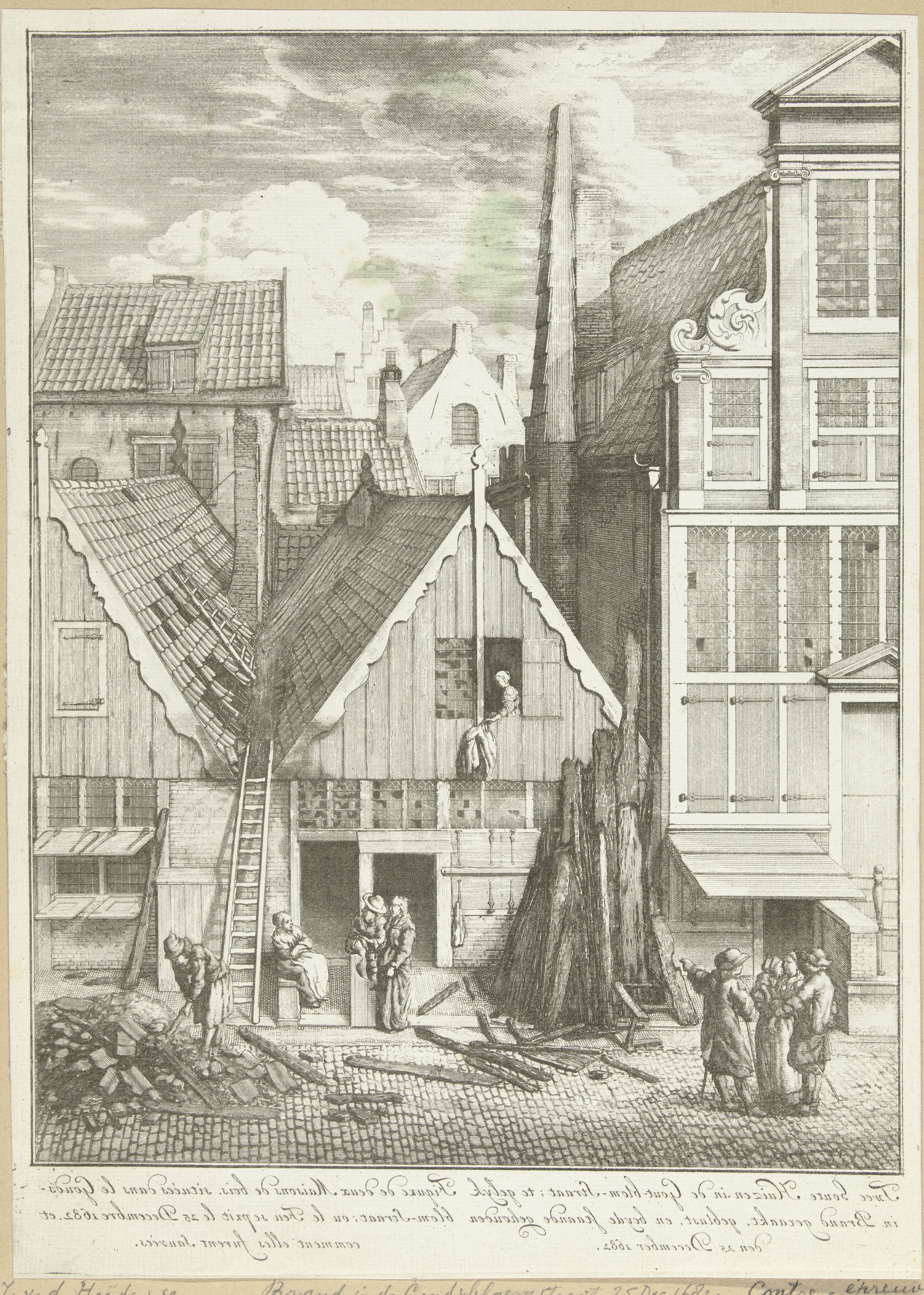 Uitgebrande huizen in de Goudsbloemstraat te Amsterdam, 1682