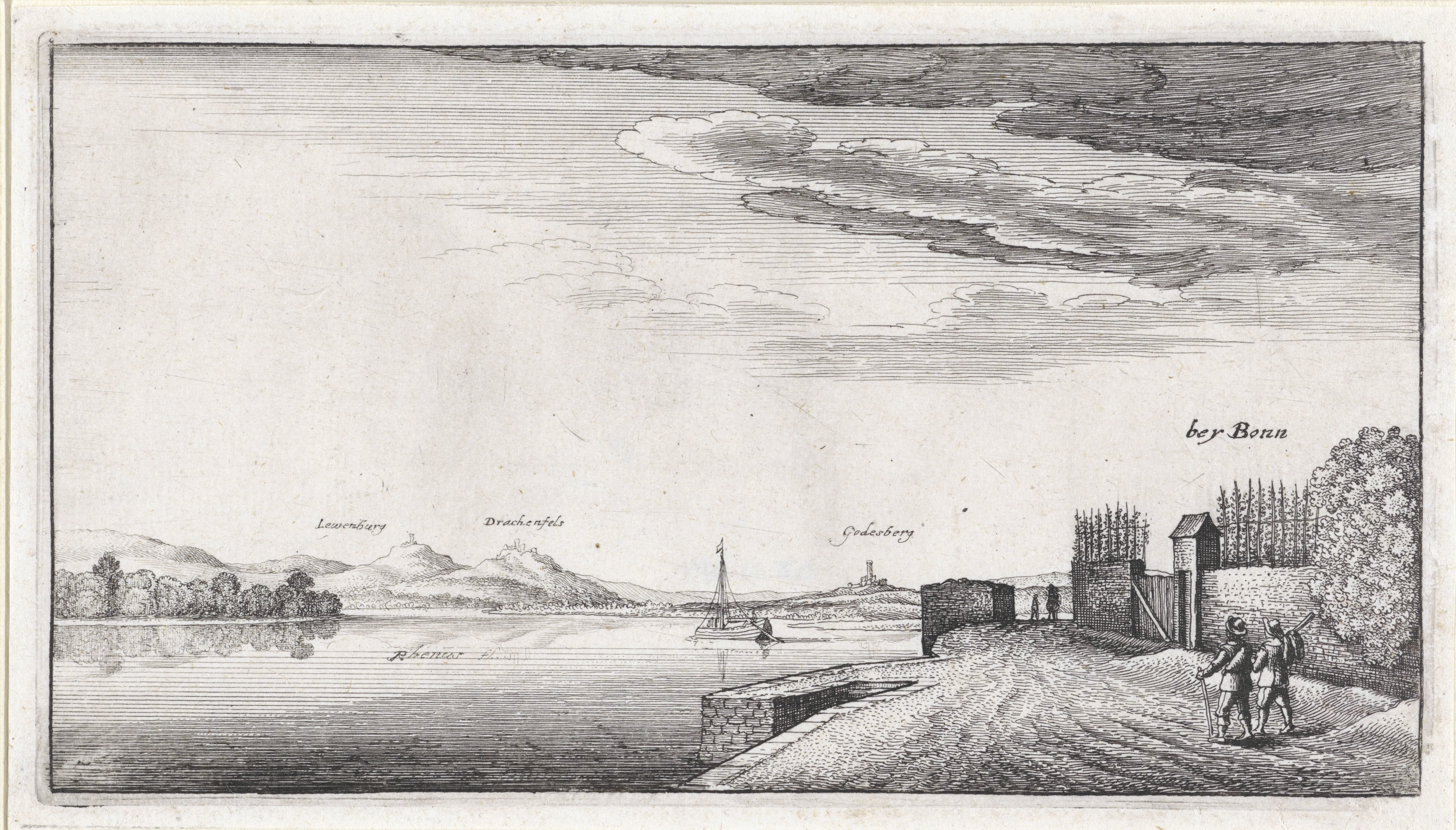Landschap met gezicht op de Rijn bij Bonn