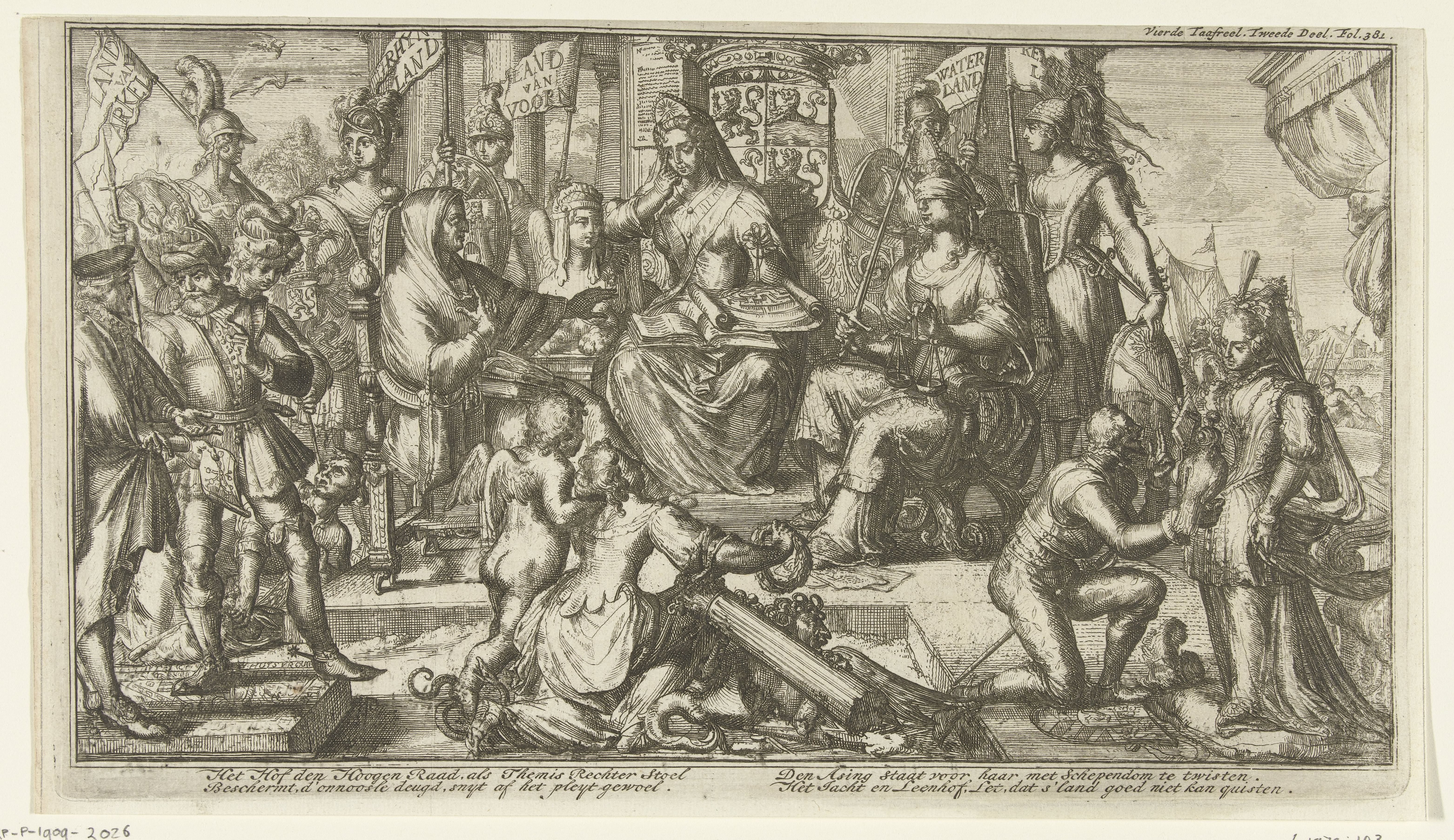 Allegorie met de rechthoven van Holland en Zeeland