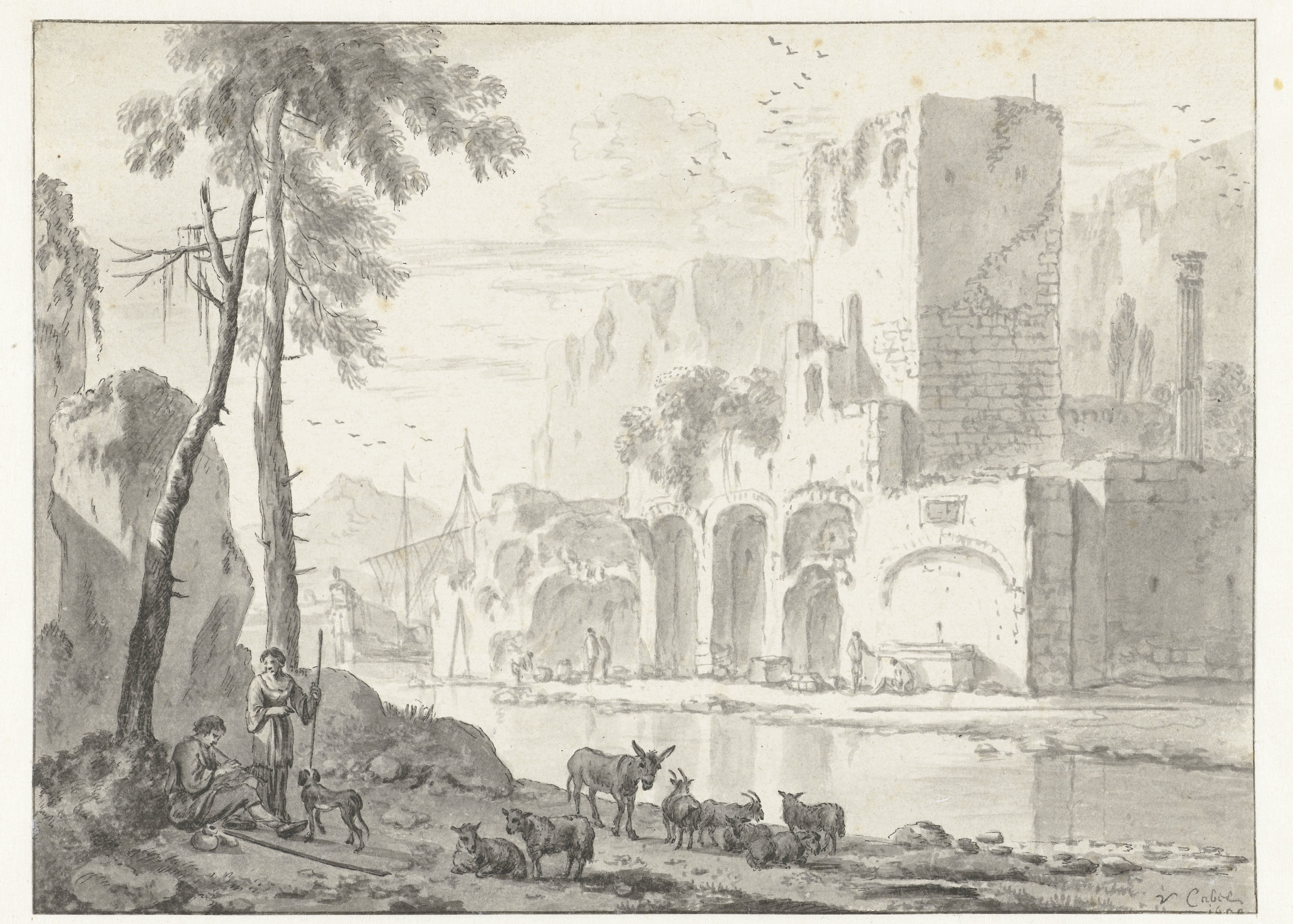 View of Ruins at the Bank of a River
