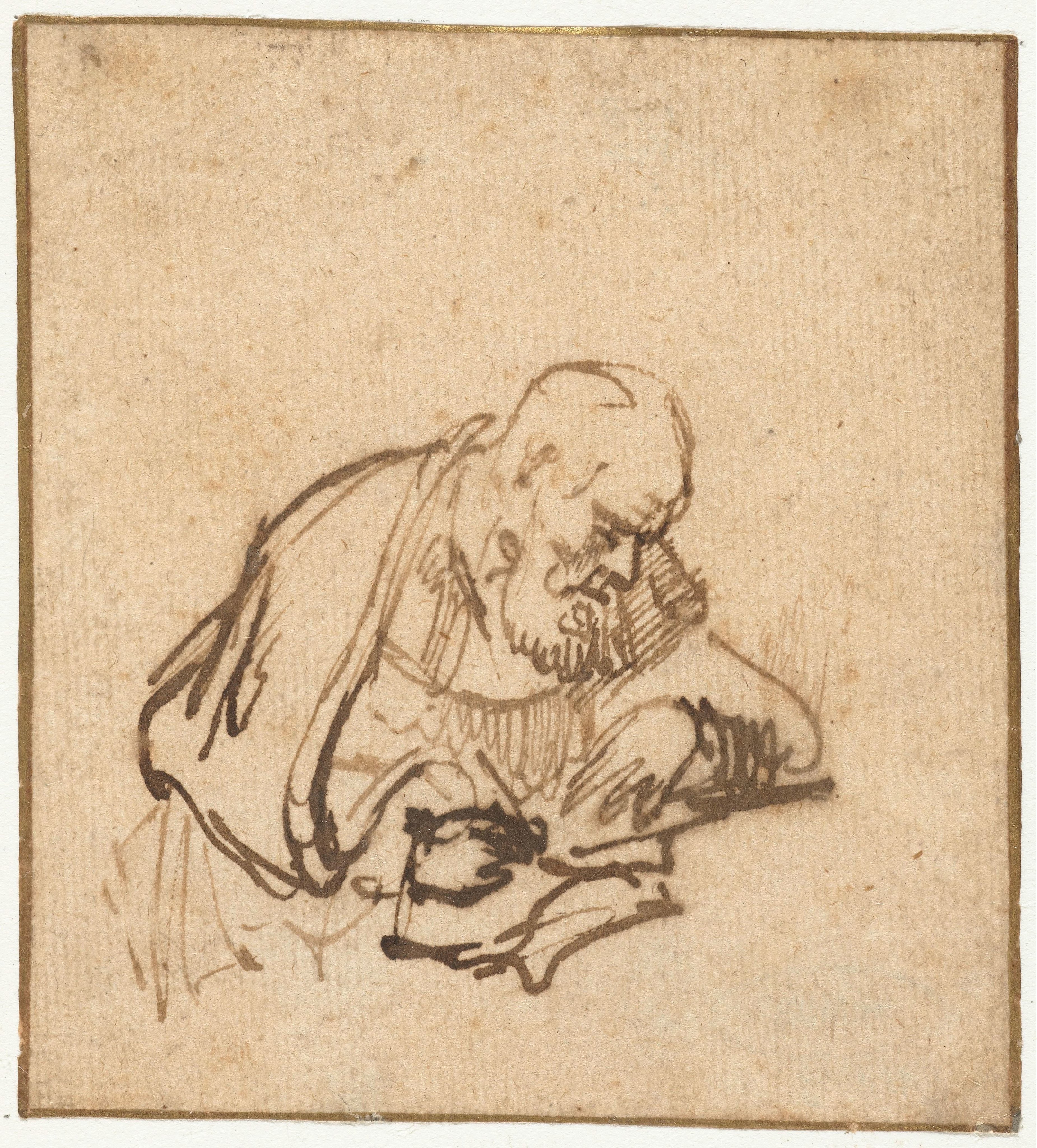 Old, Bearded Man Writing