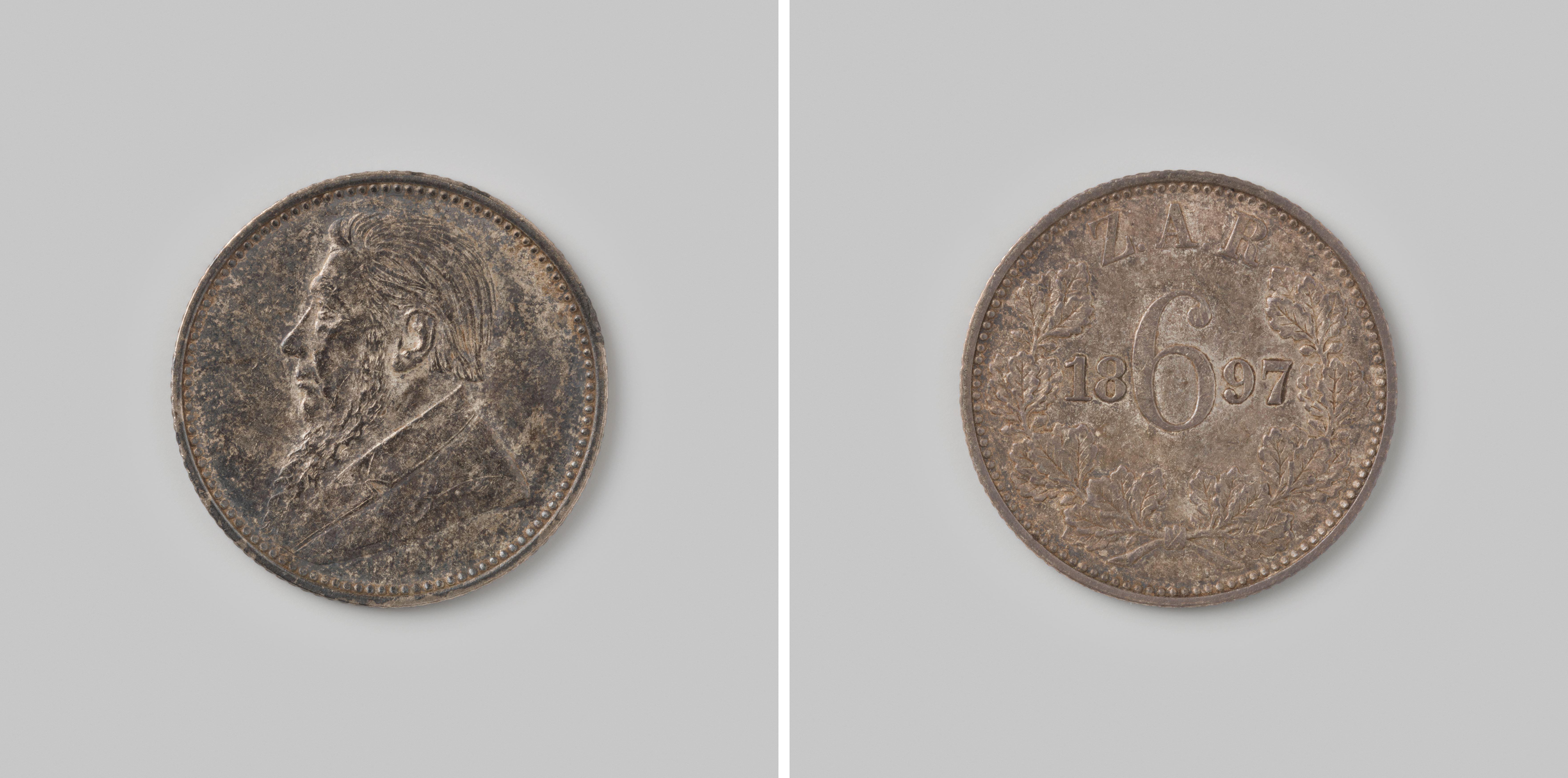 6 pence van Zuid-Afrika, de Zuidafrikaansche Republiek (Z.A.R.), 1897