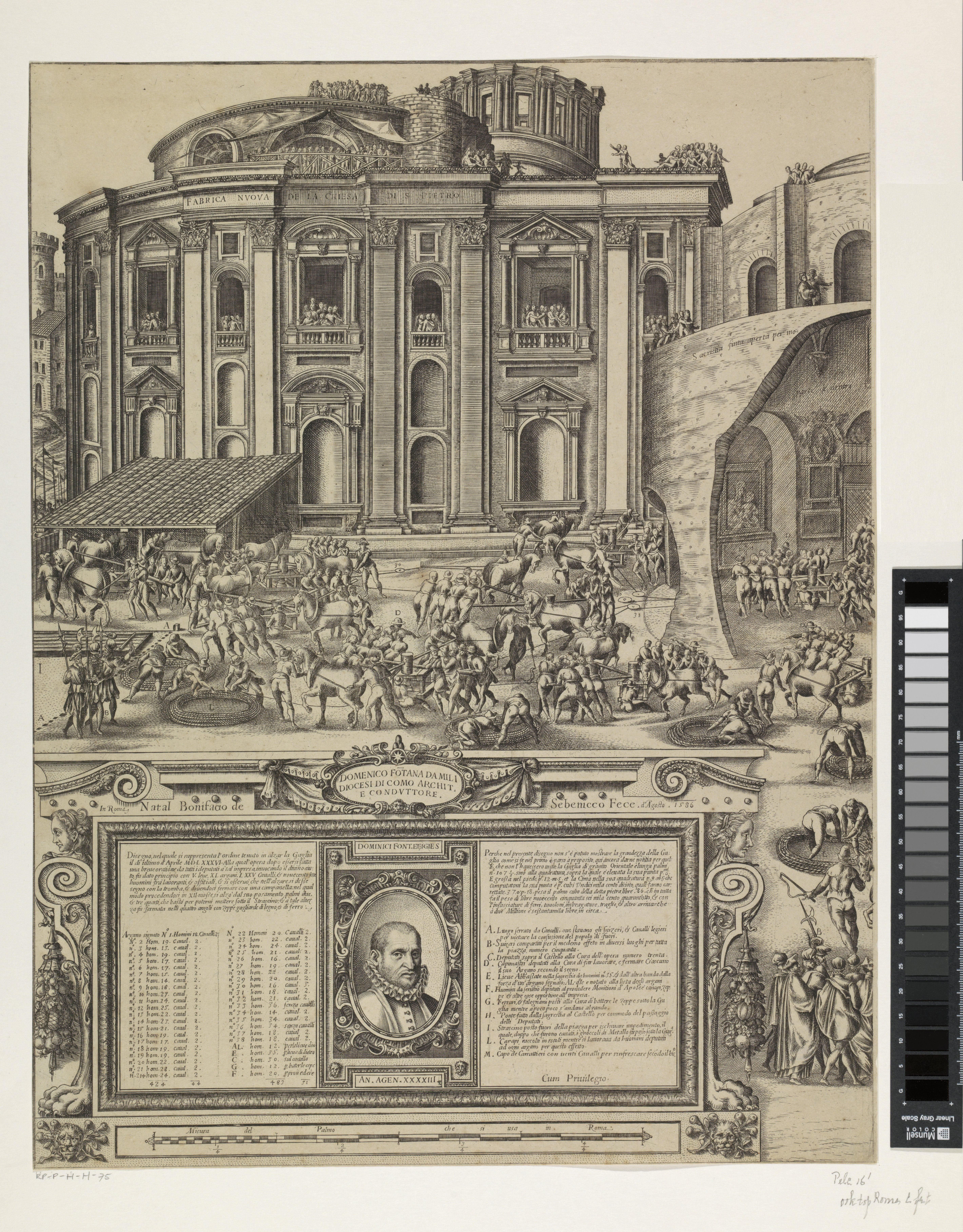 Het oprichten van de obelisk op het St. Pietersplein