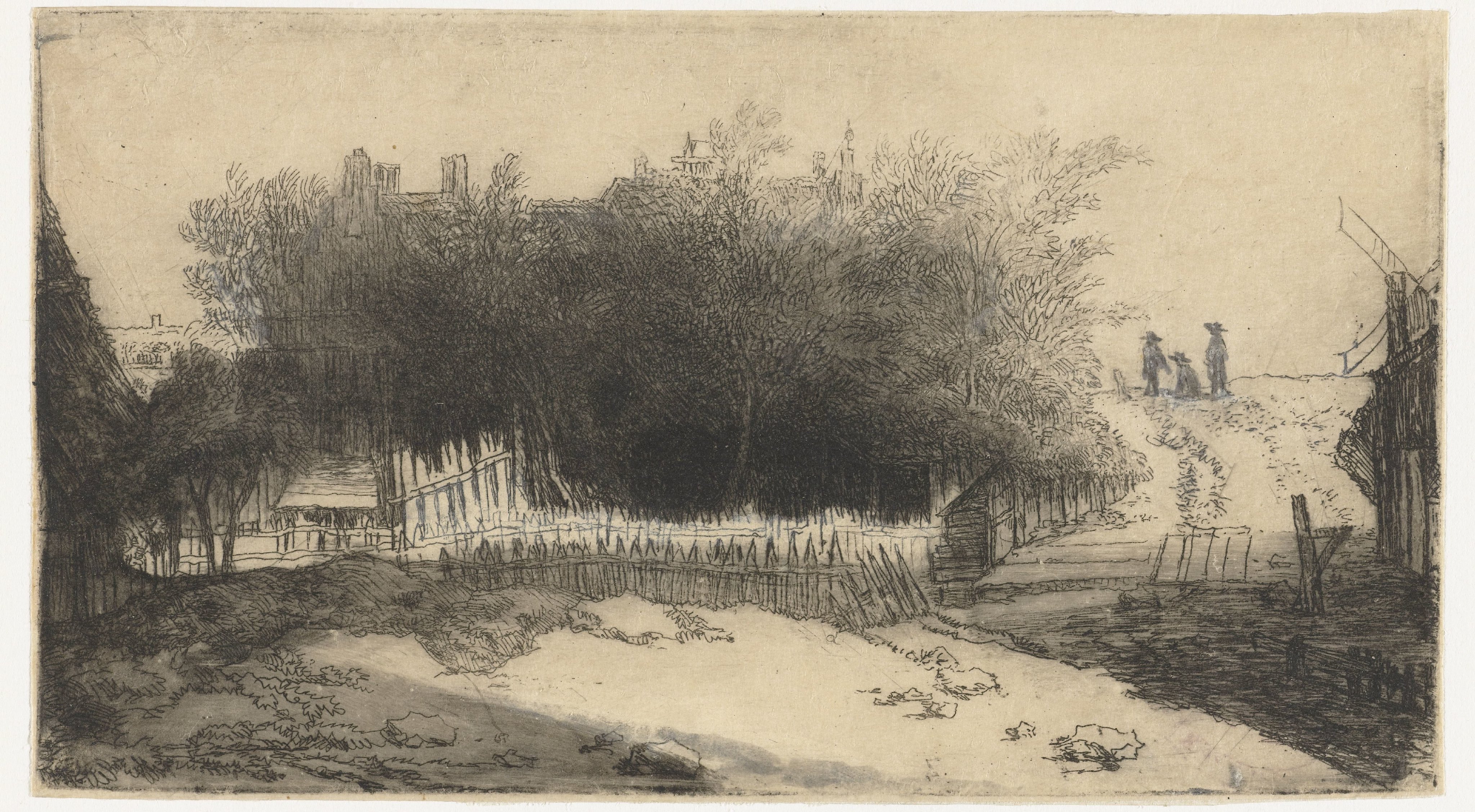 Landschap met een wit hek