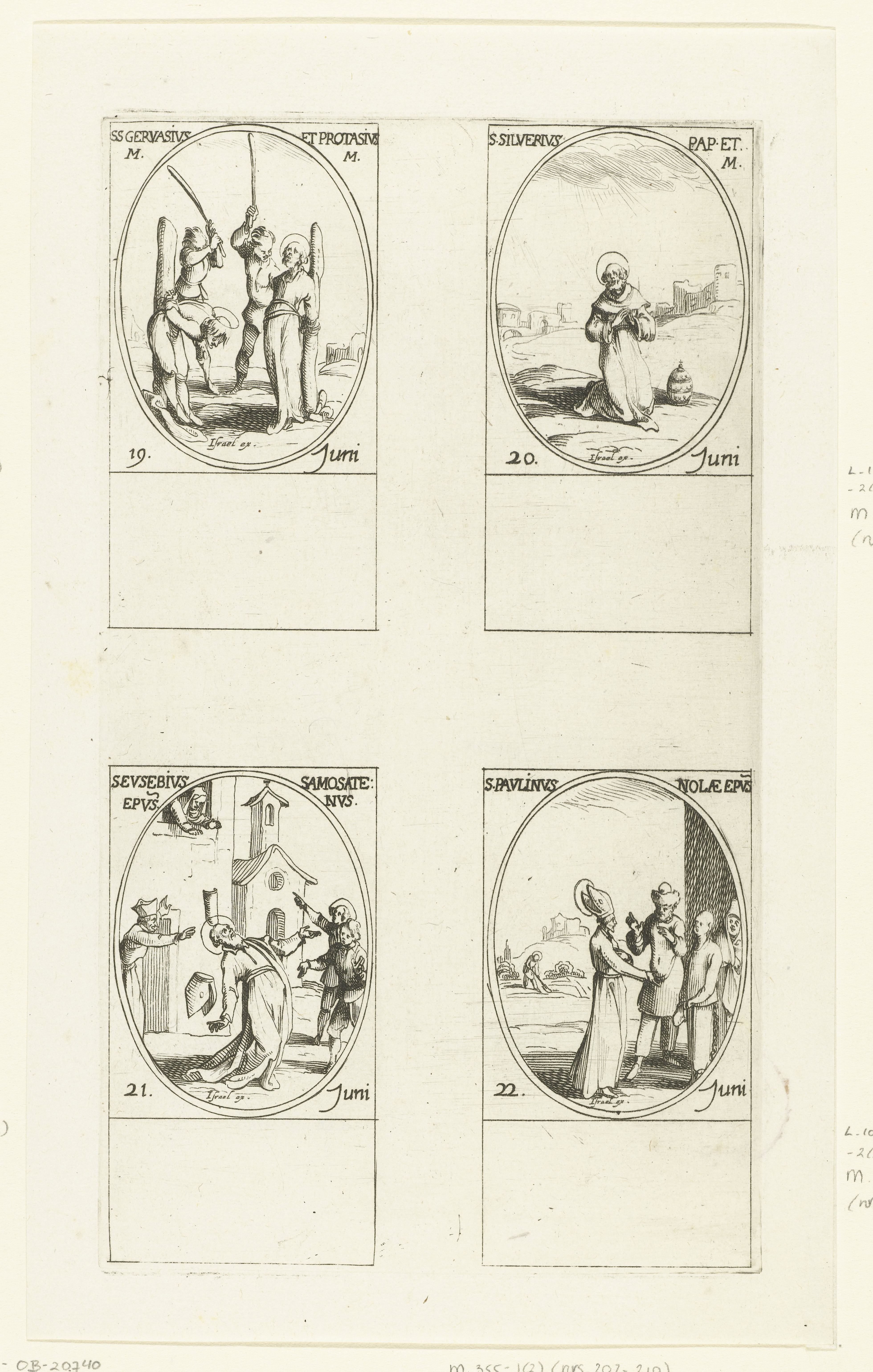 Heilige Gervasius en Heilige Protasius van Milaan, Heilige Silverius, Heilige Eusebius van Samosata, Heilige Paulinus van Nola (19-22 juni)