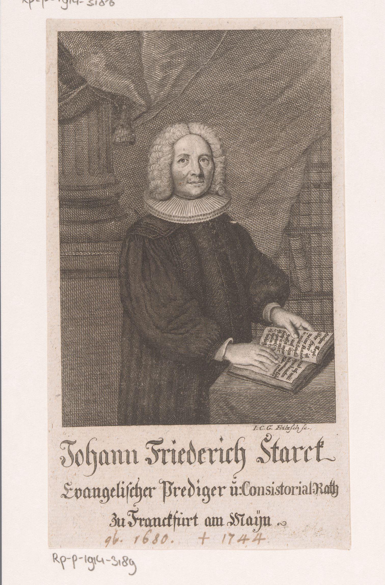 Portret van Johann Friedrich Starck