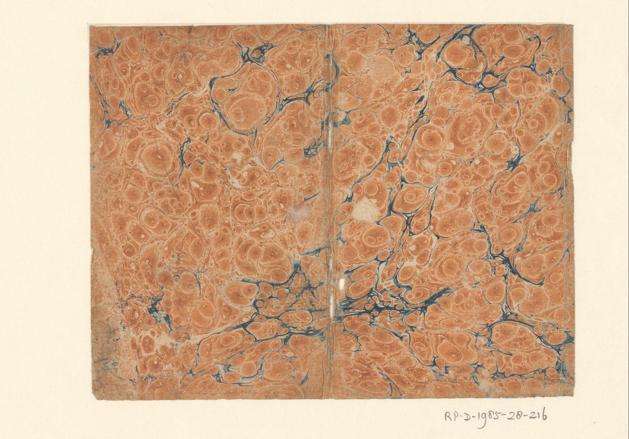Ringkiezelmarmer in blauw en oranje