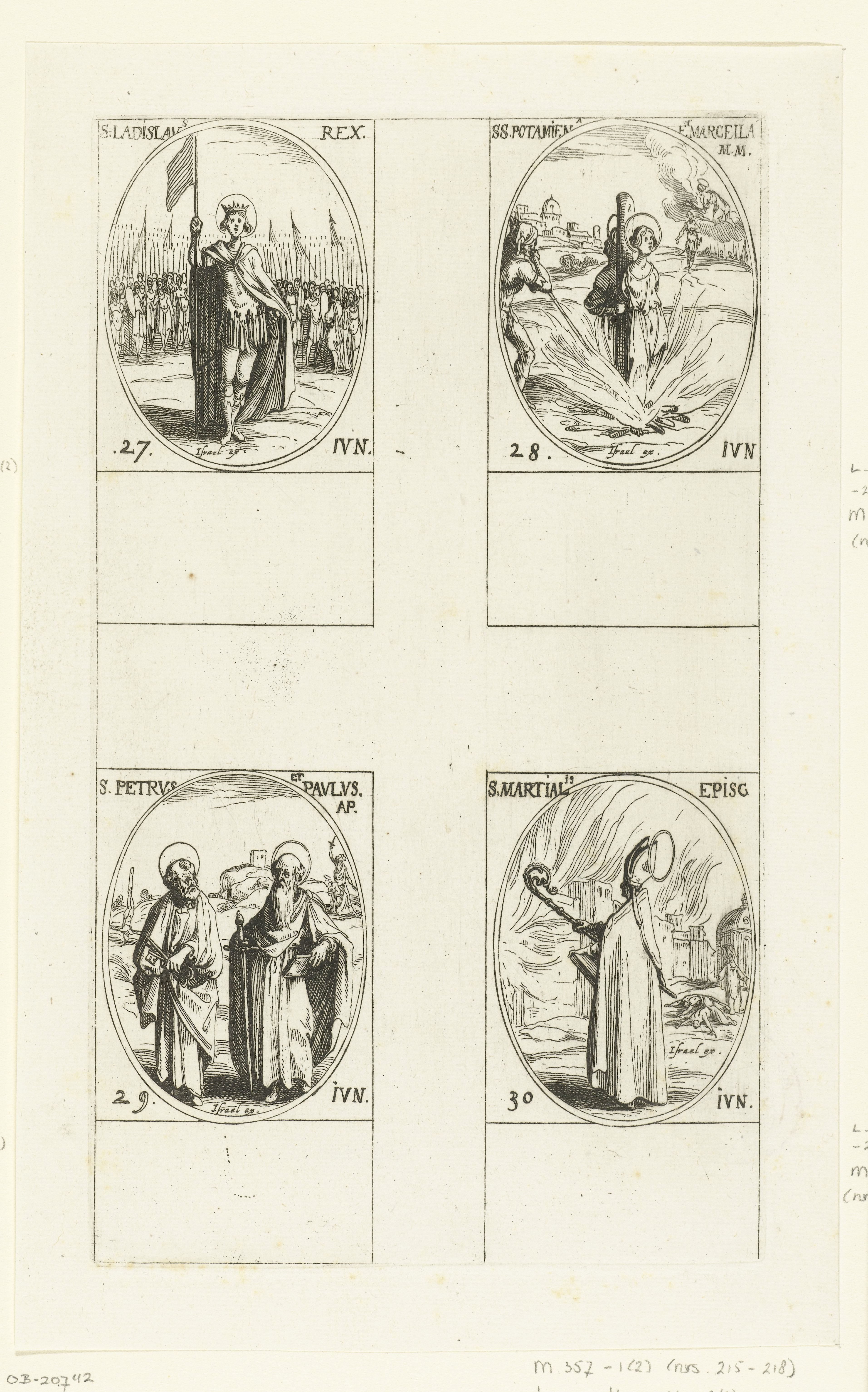 Heilige Ladislaus I van Hongarije, Heilige Potamioena de Oudere en Heilige Marcella, Heilige Petrus en Heilige Paulus, Heilige Martialis van Limoges (27-30 juni)