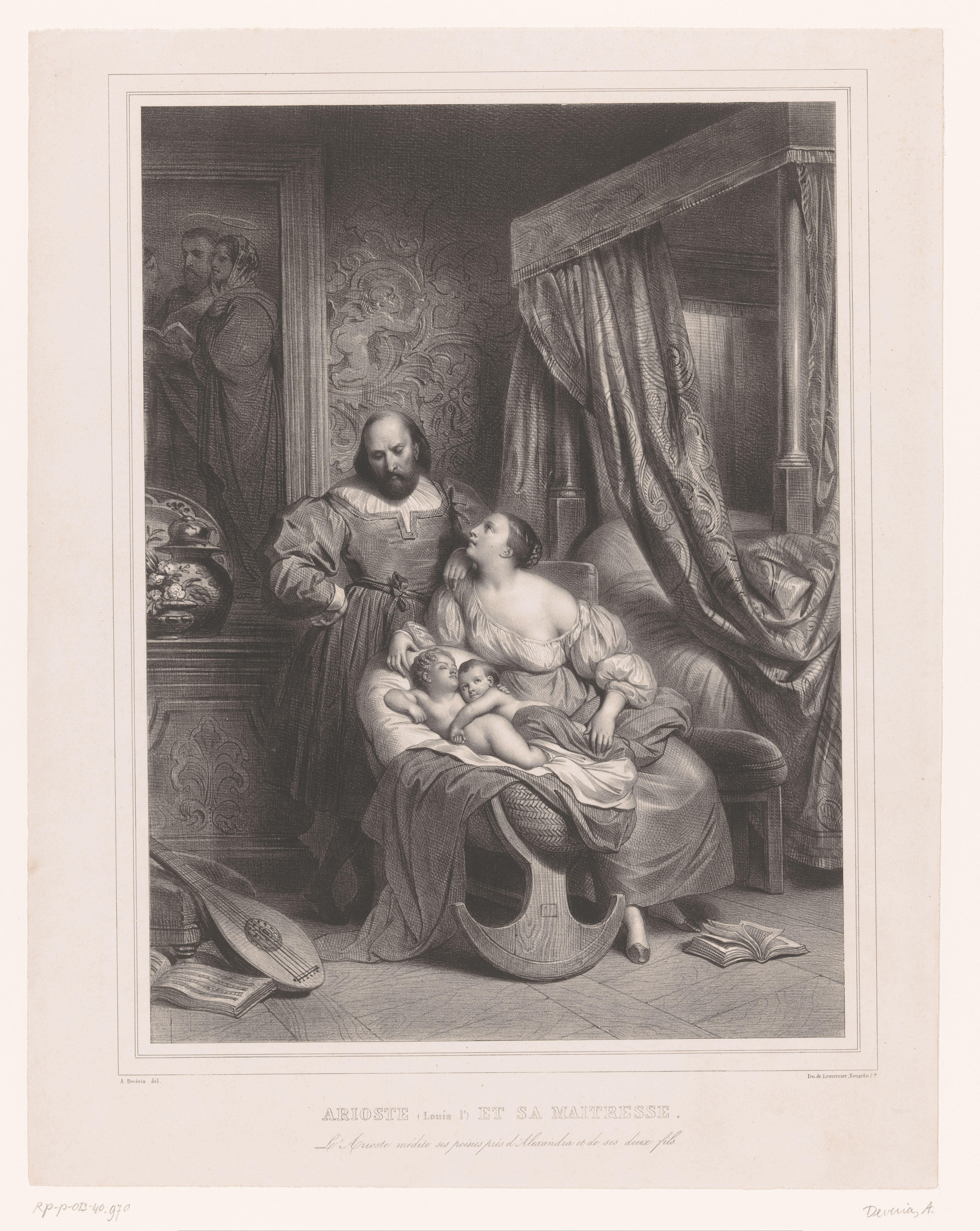 Ludovico Ariosto met zijn maîtresse en twee zoons