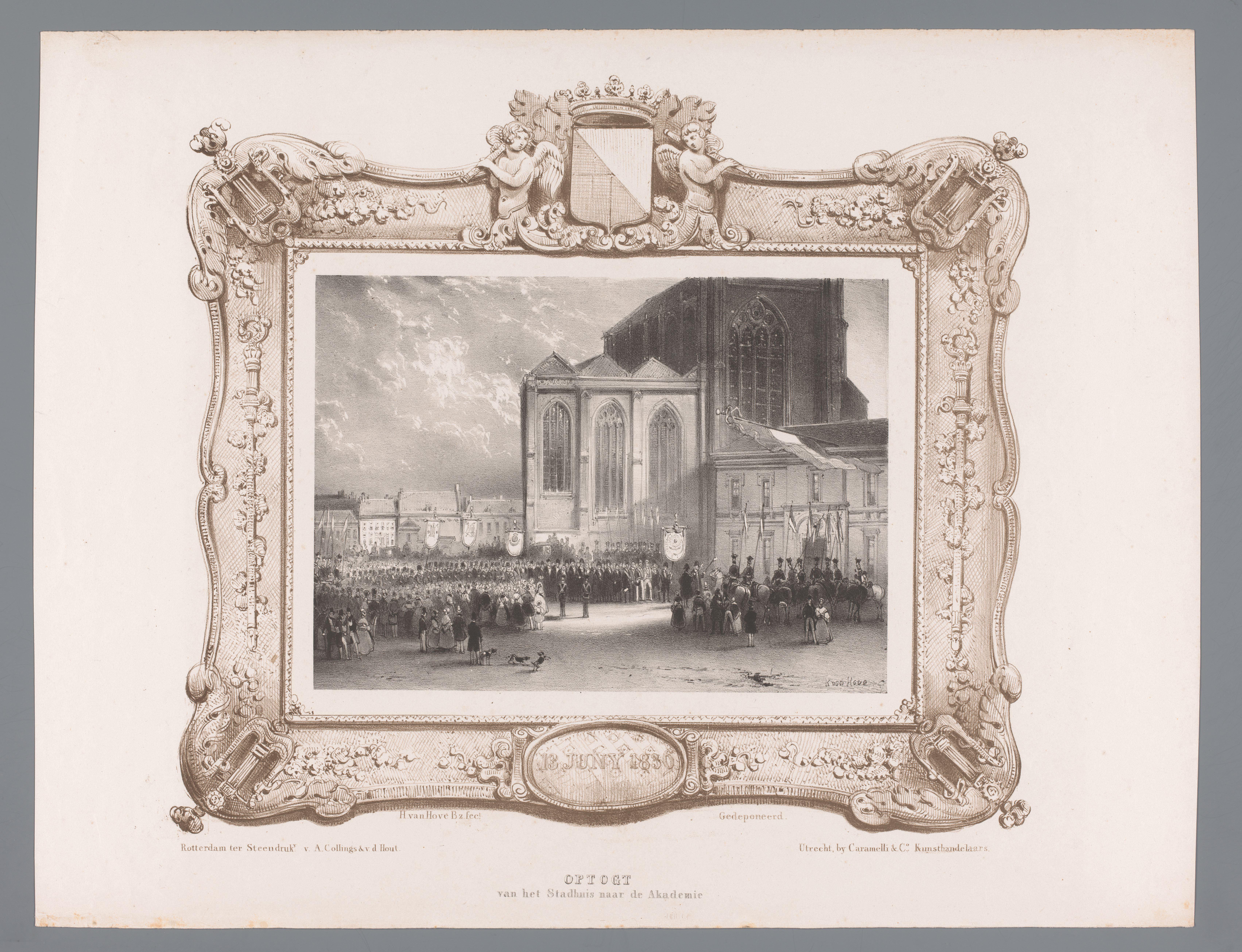 Optocht van het Stadhuis naar het Academiegebouw, 1836