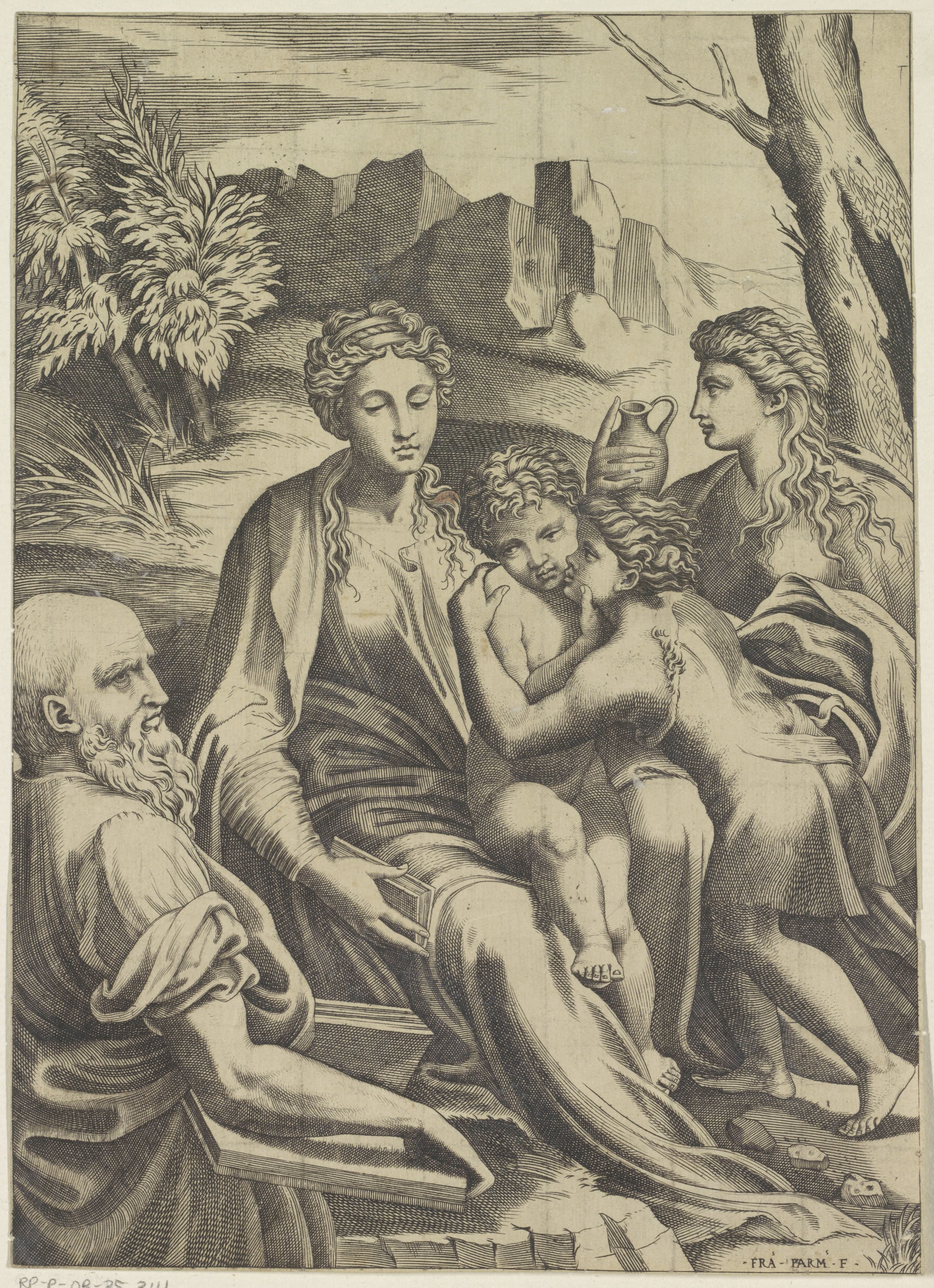 Heilige Familie met de jonge Johannes de Doper en Maria Magdalena