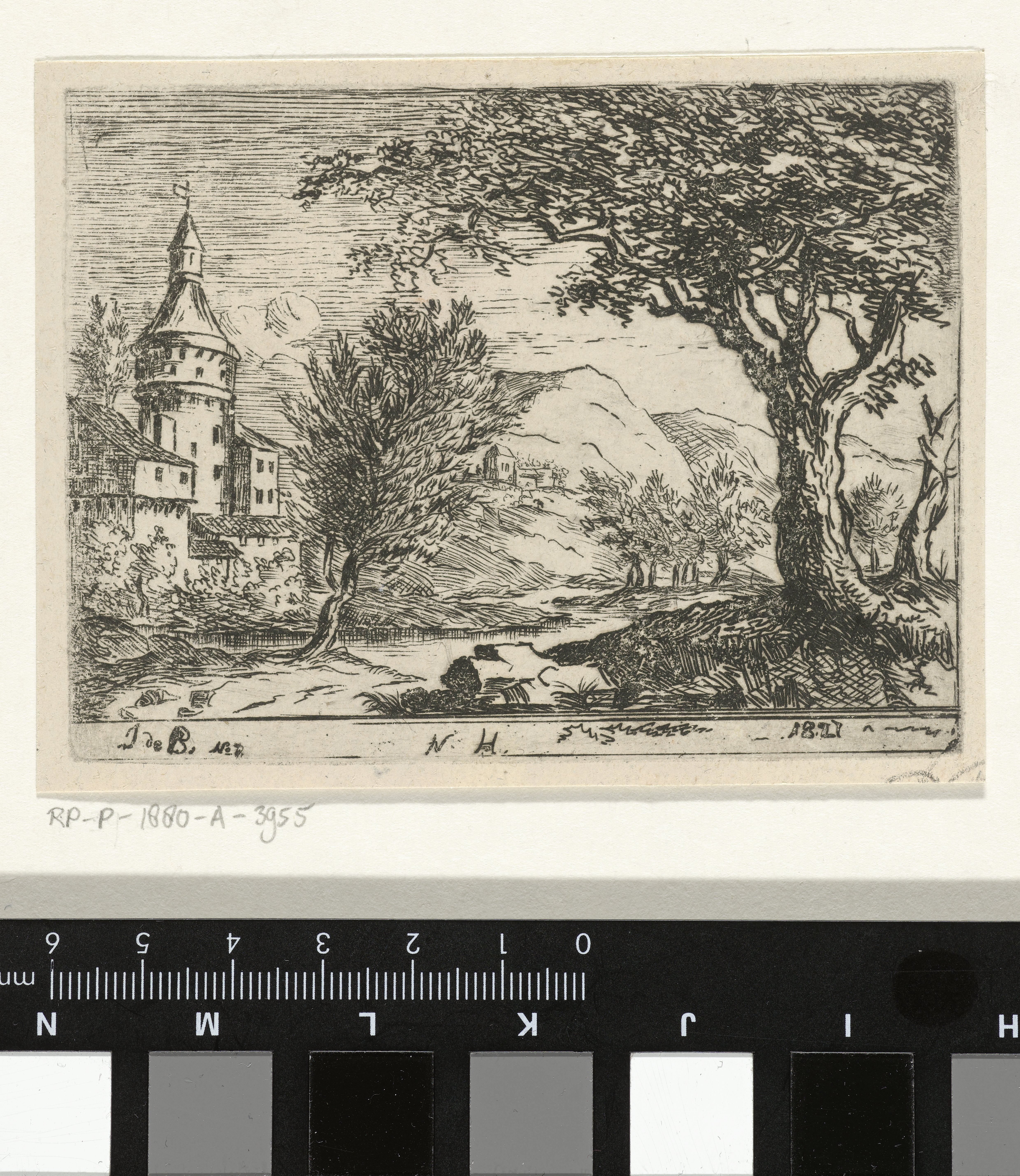 Landschap met een ronde toren