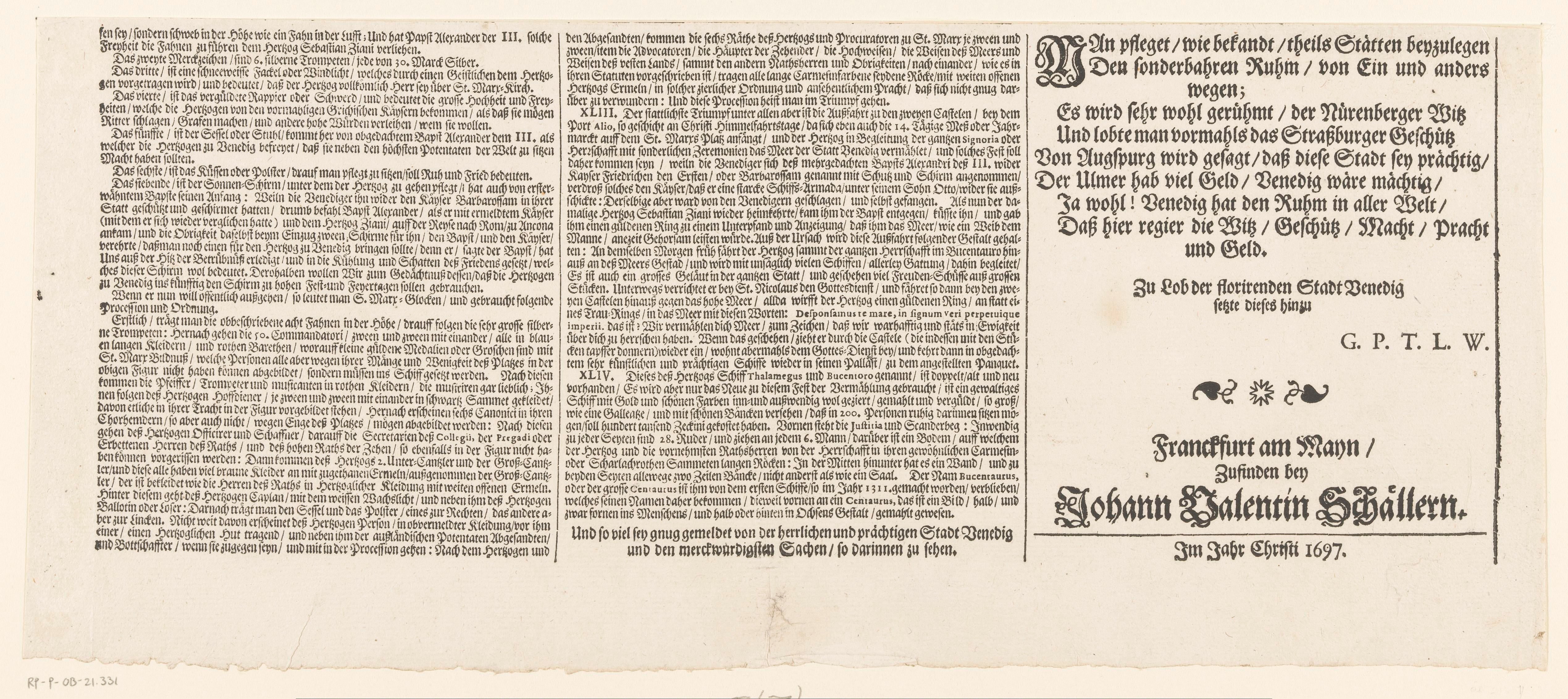 Onderschrift van de Festa della Sensa (vijfde gedeelte)