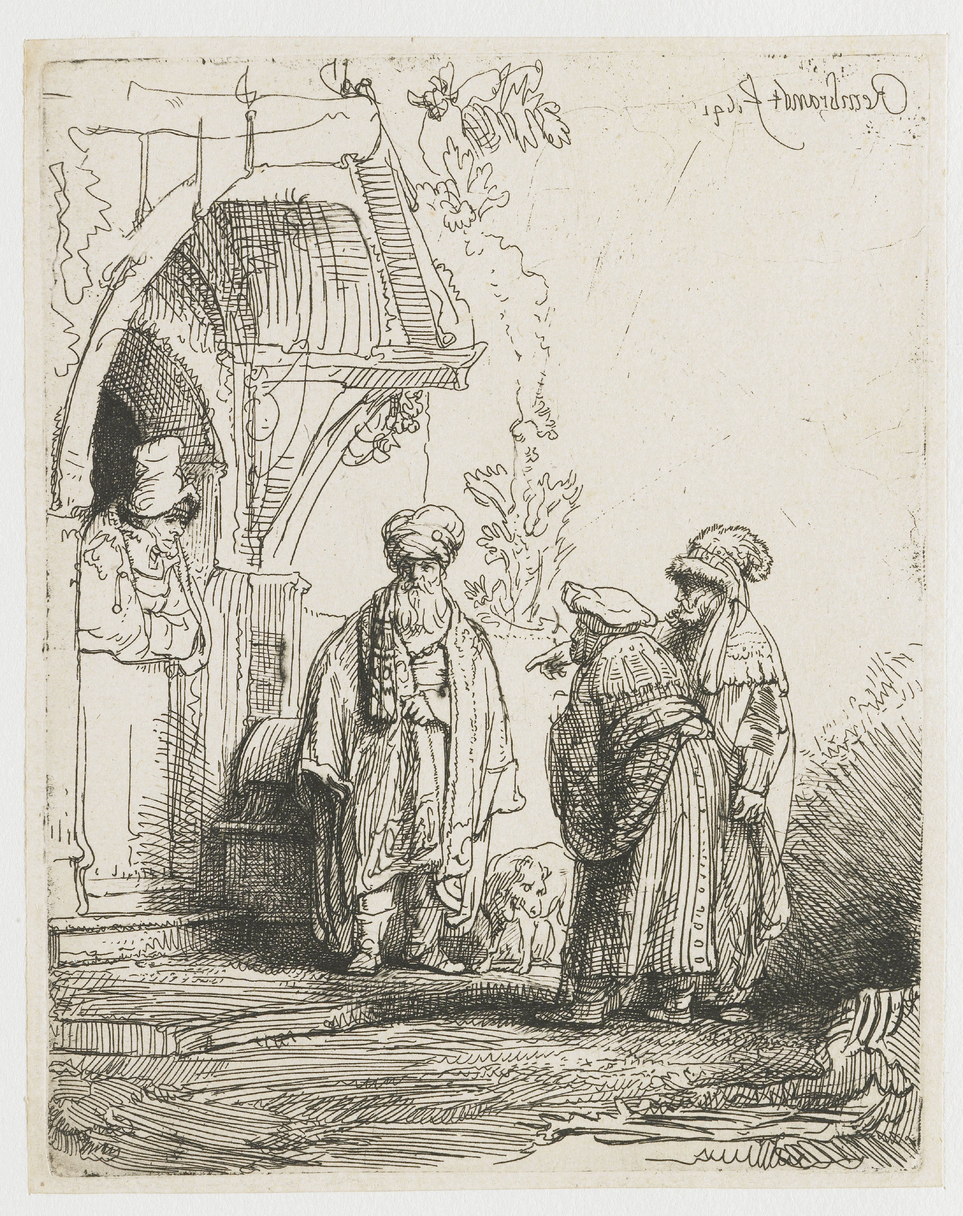 Three oriental figures (Jacob and Laban?)