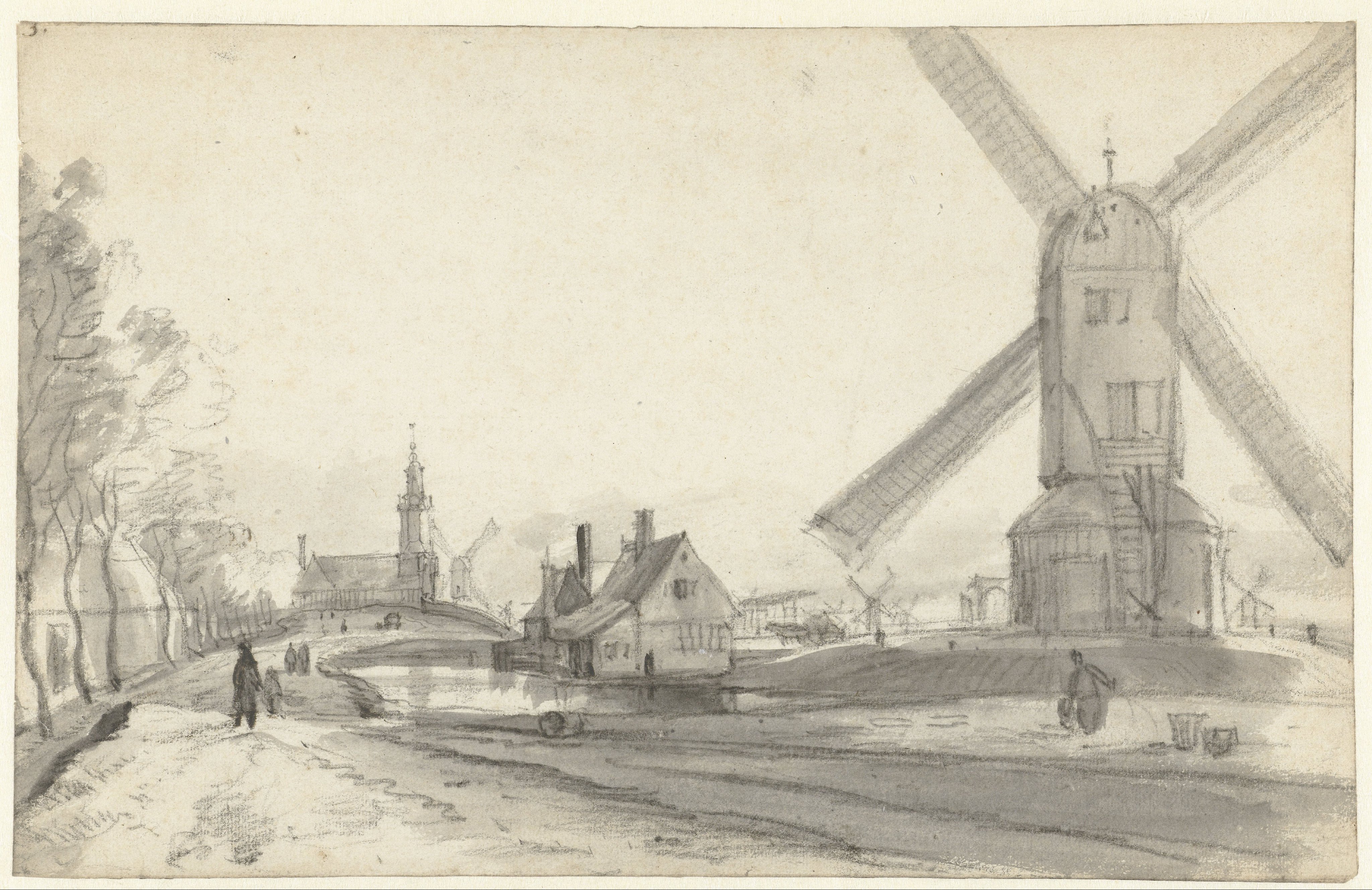 View of the Bulwark De Westerbeer, with the Mill De Beer, near the Haarlemmerpoort, Amsterdam