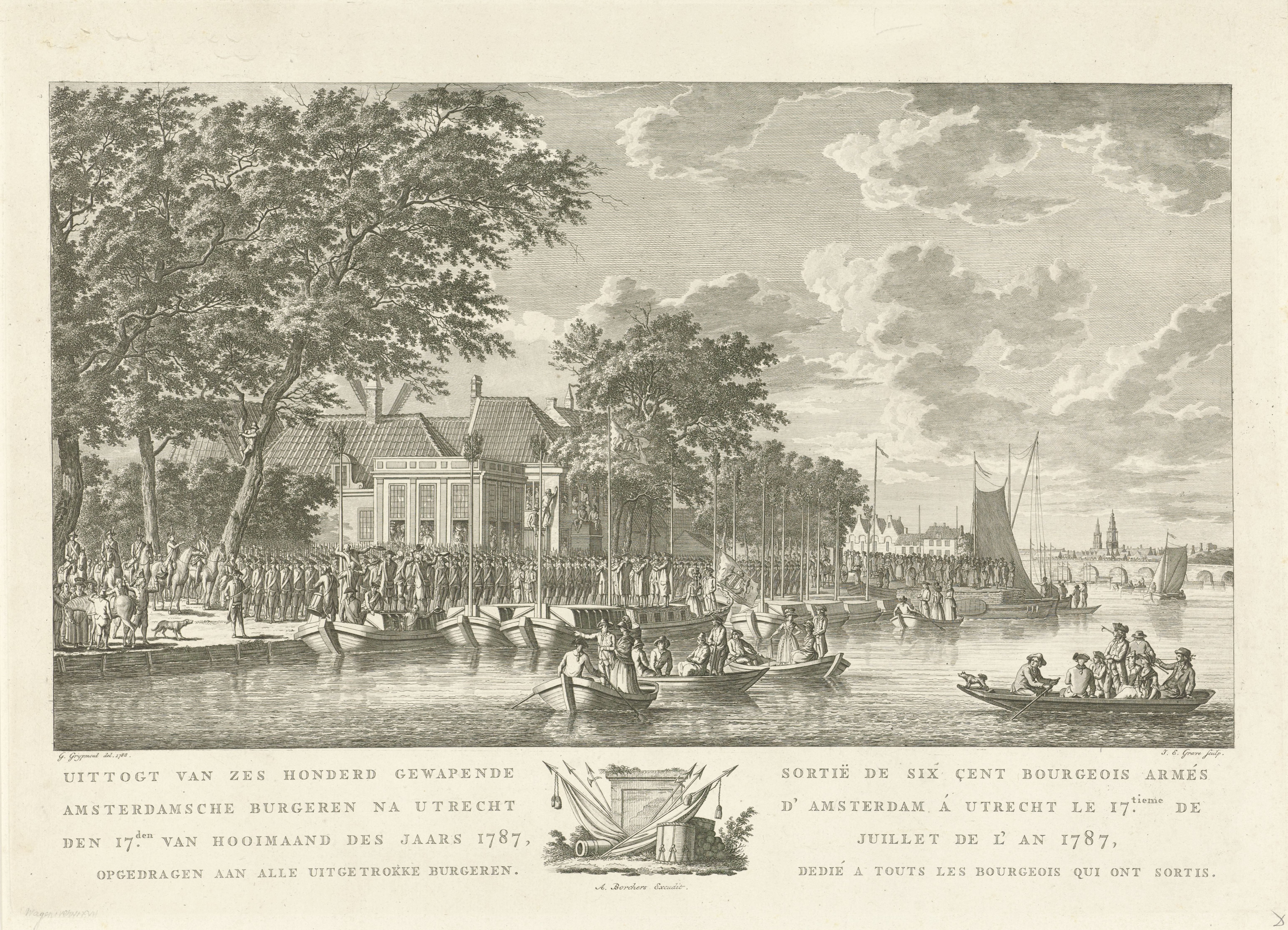 Uittocht van 600 gewapende Amsterdamse burgers naar Utrecht, 17 juli 1787