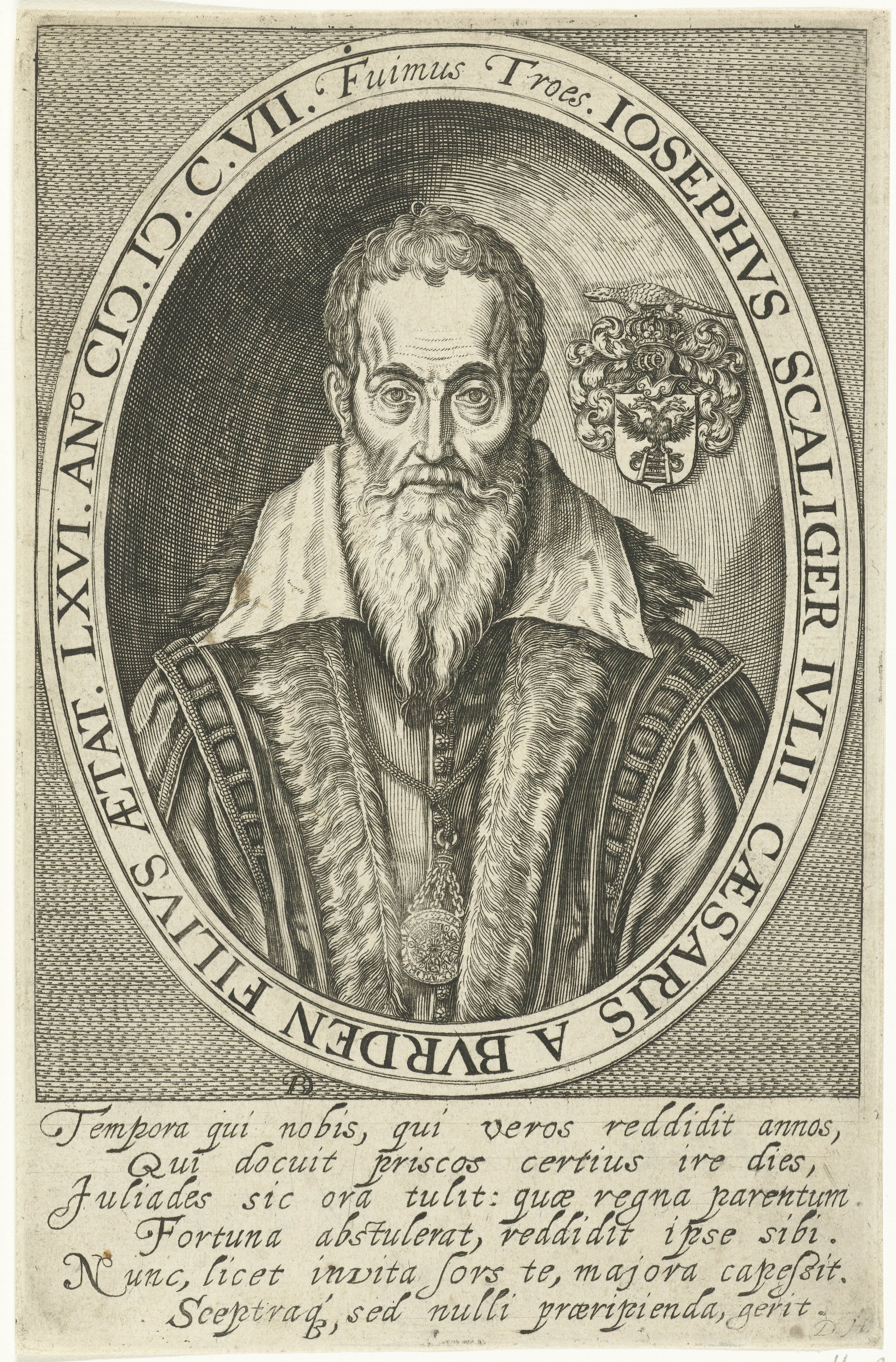 Portret van Josephus Scaliger op 66-jarige leeftijd