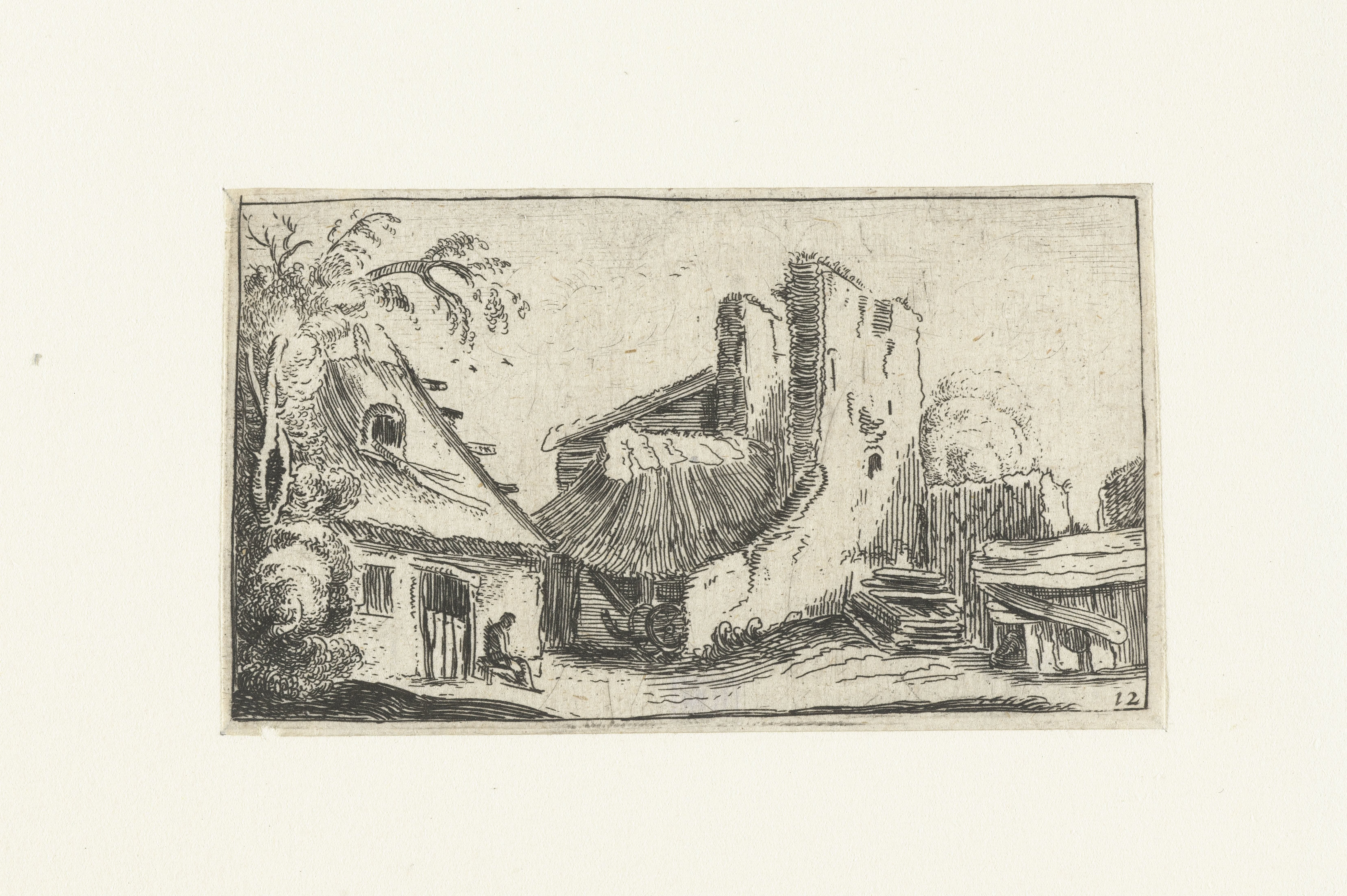 Boerderij bij ruïnes van een muur