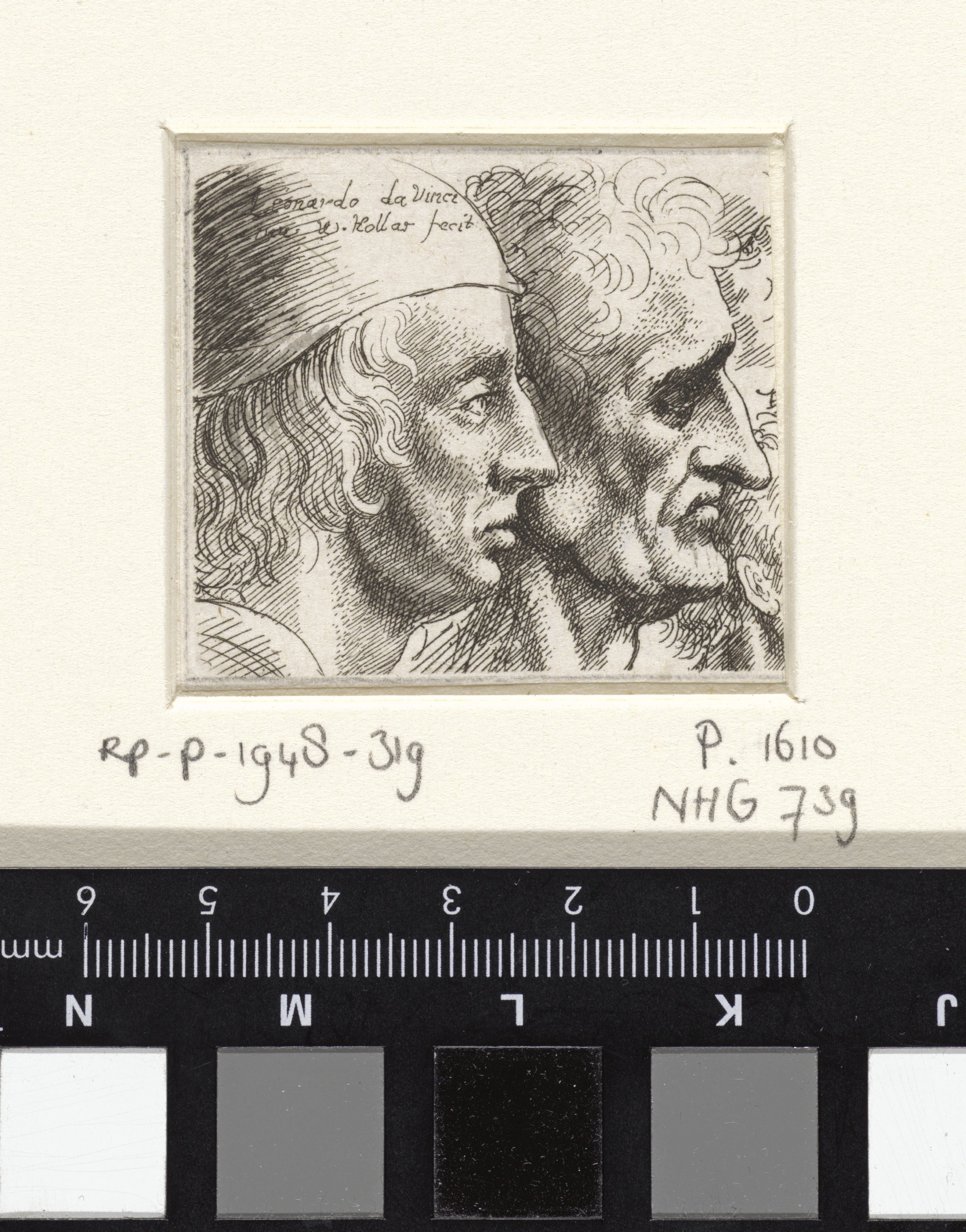 Twee mannenkoppen en profil
