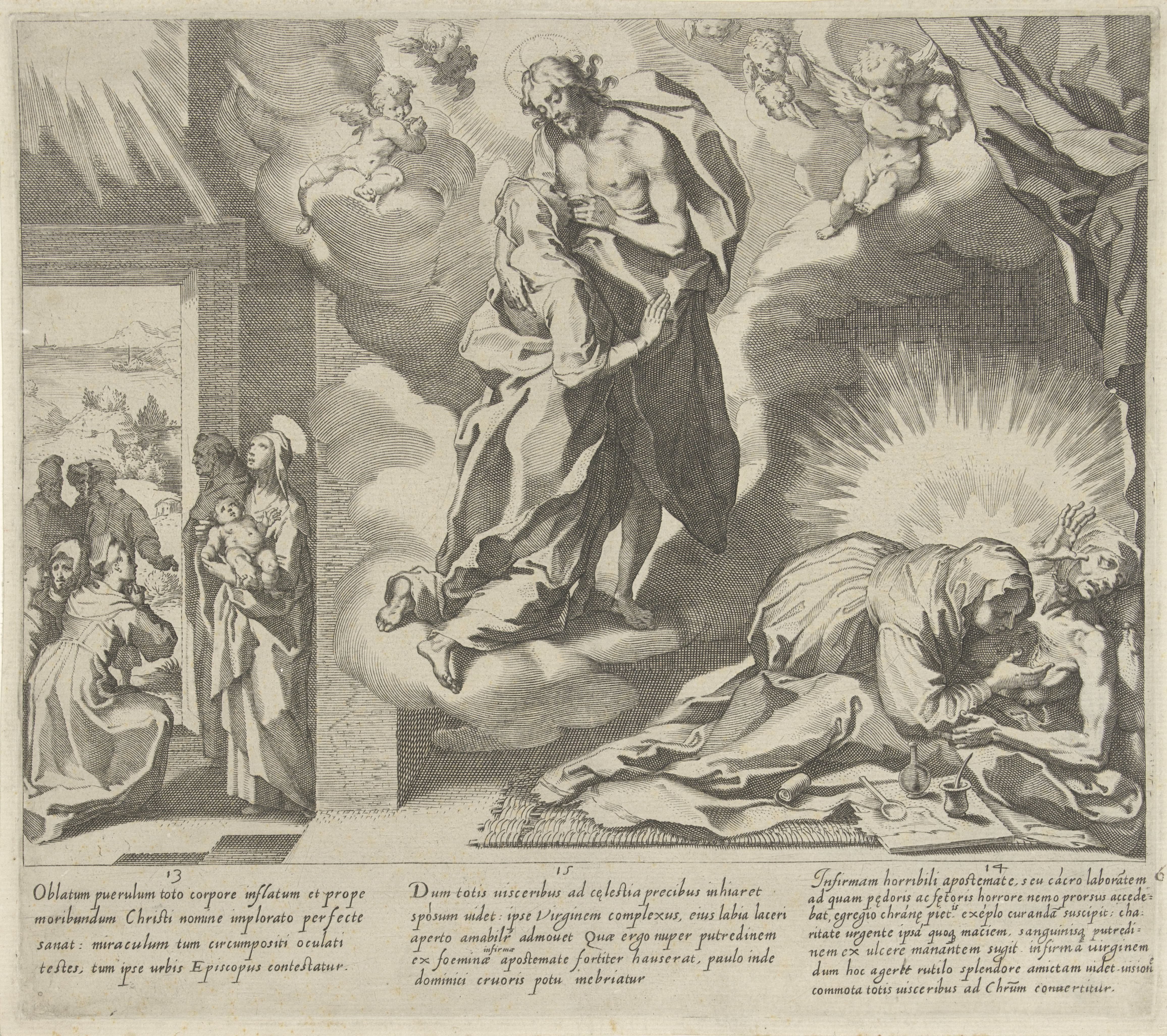 Catharina bidt voor genezing / Catharina kust de wonden van Christus / Catharina verzorgt een zieke