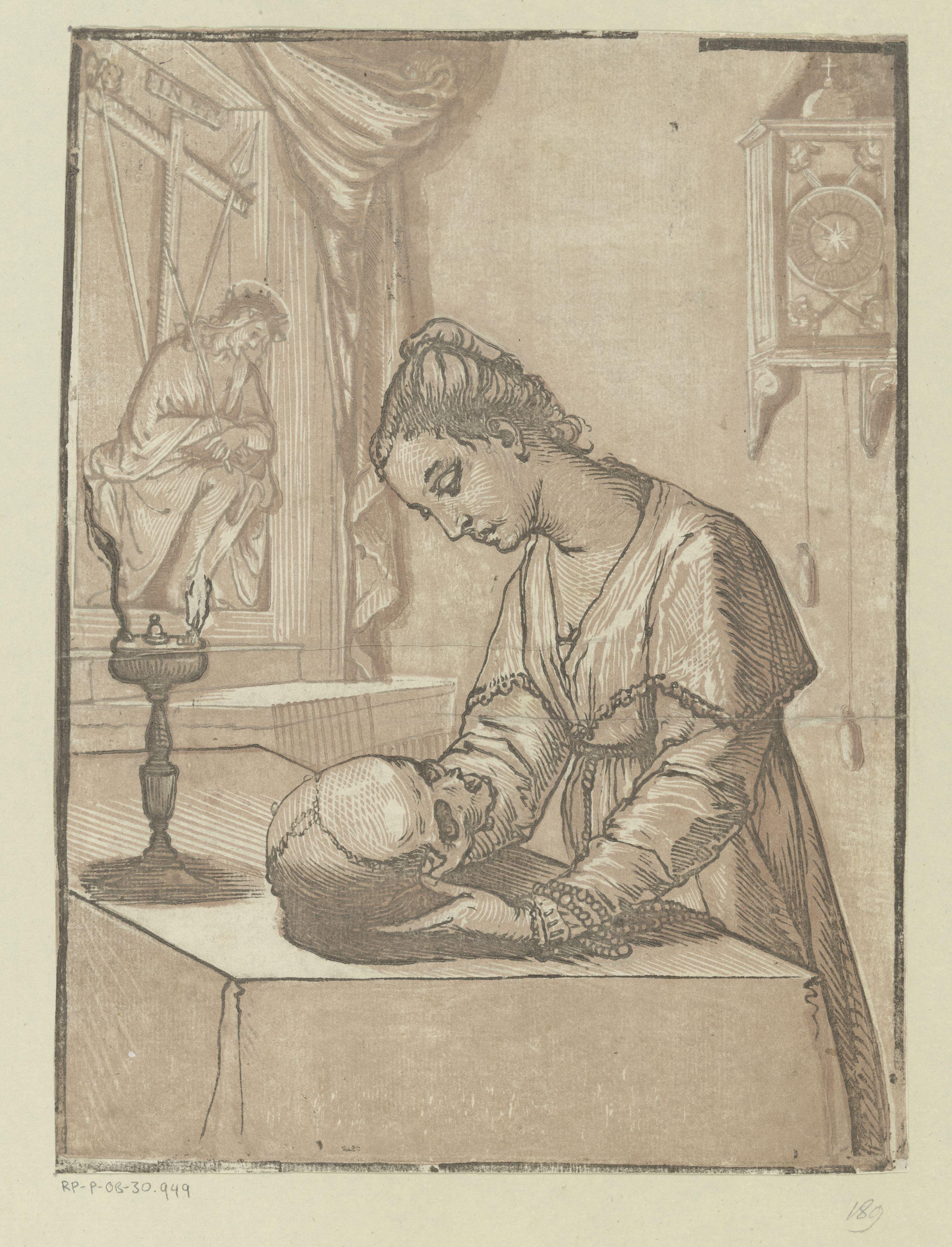 Vrouw met een schedel