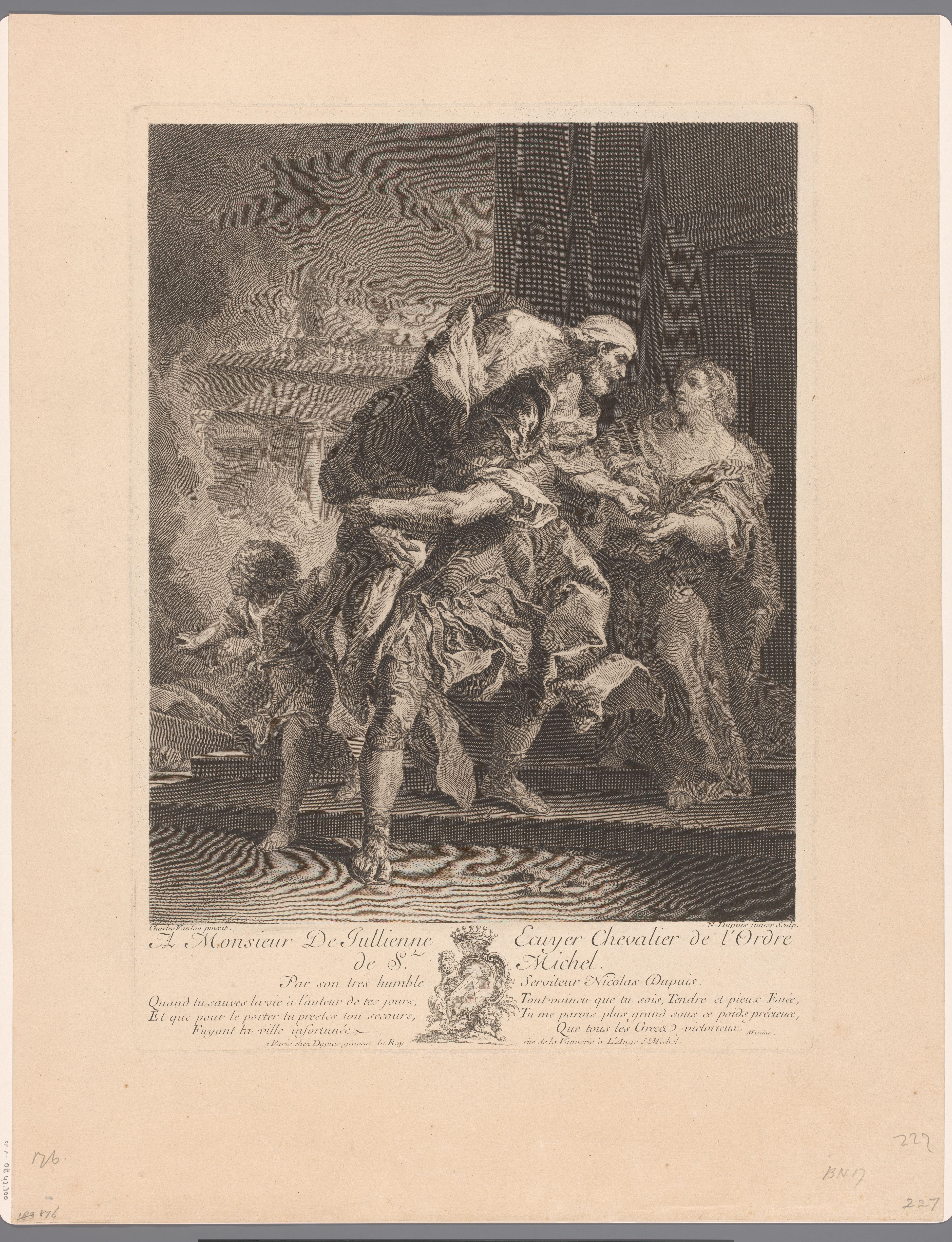 Aeneas redt zijn vader Anchises uit het brandende Troje
