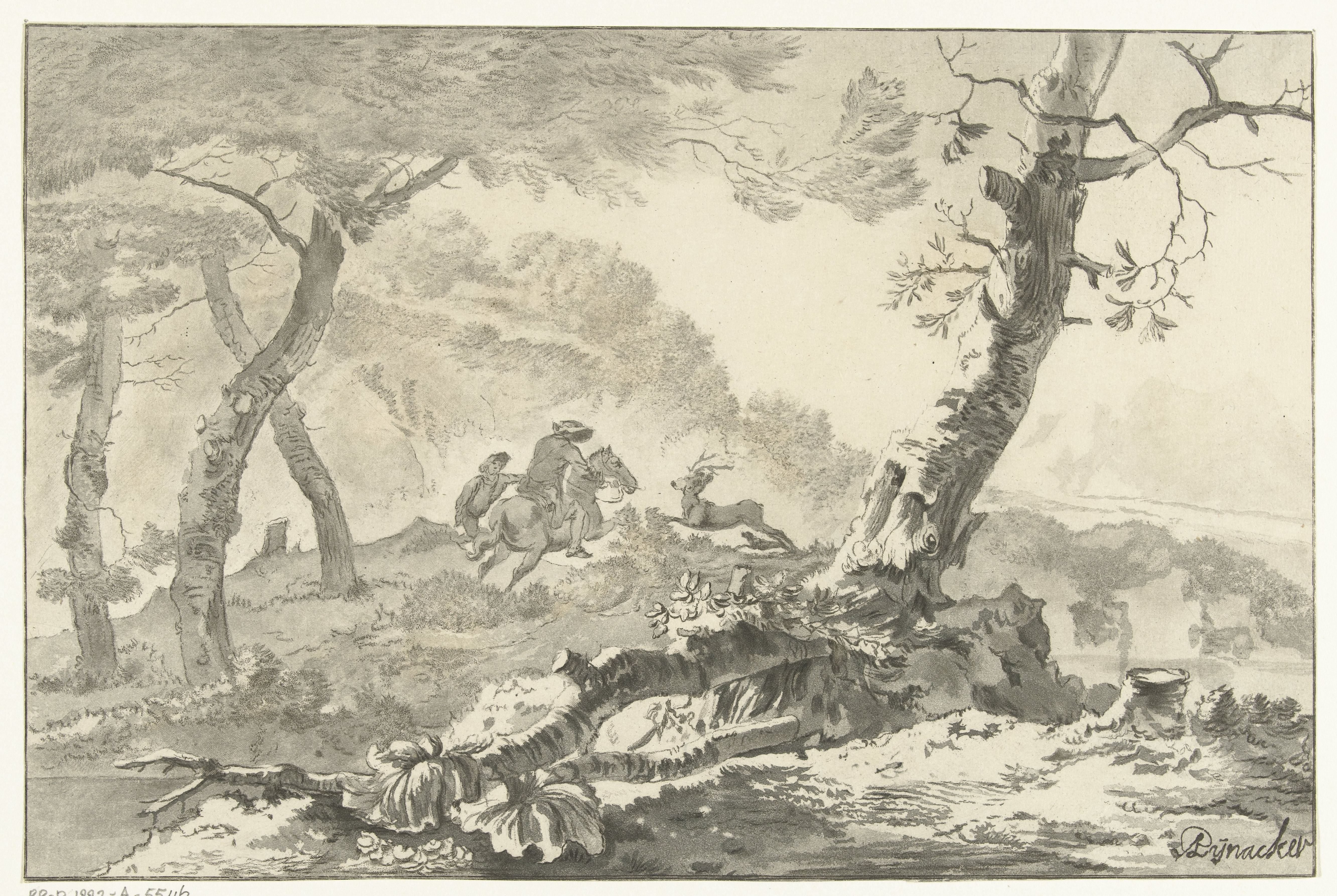 Landschap met hertenjacht