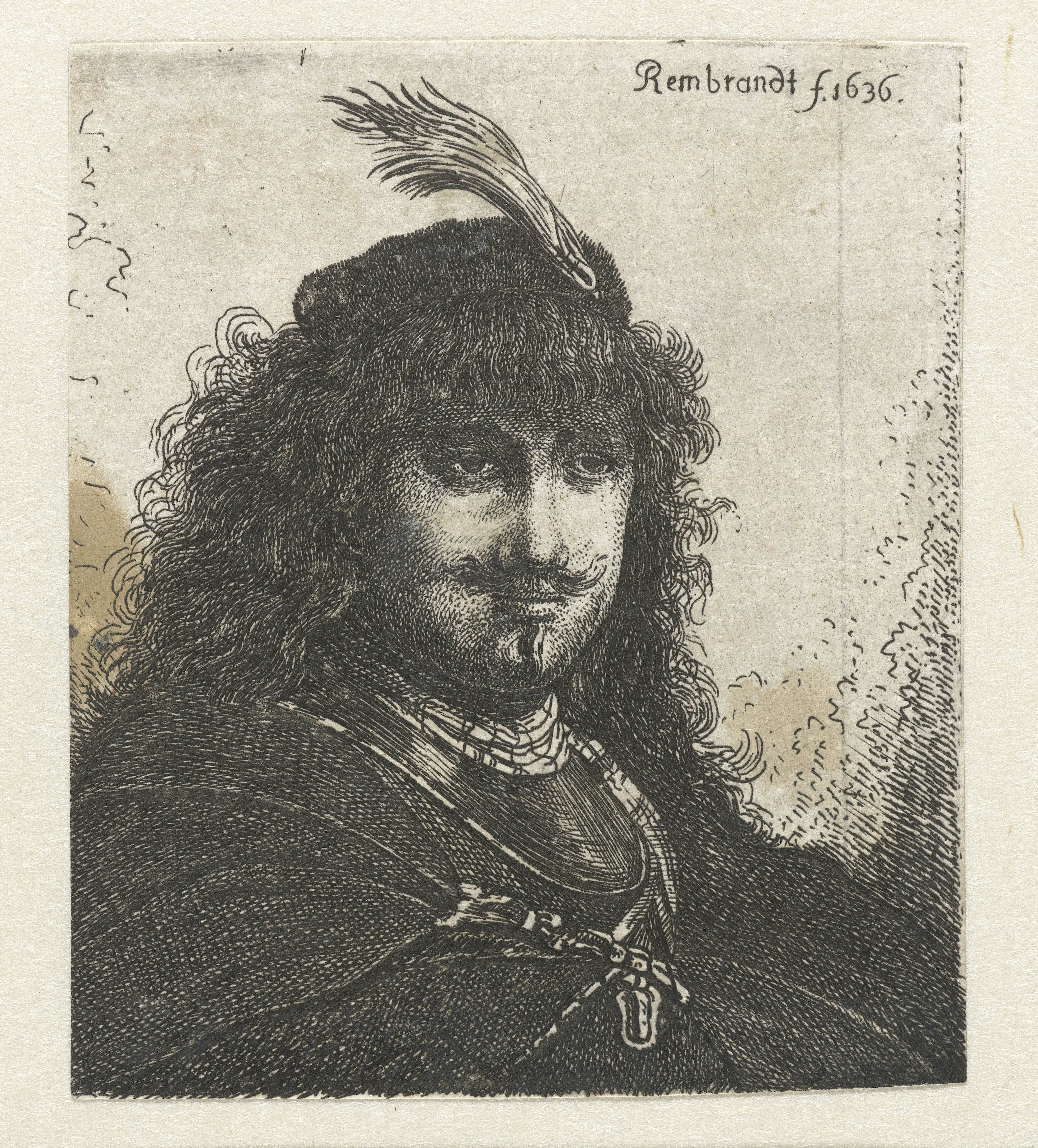 Self-portrait (?) with plumed cap and lowered sabre