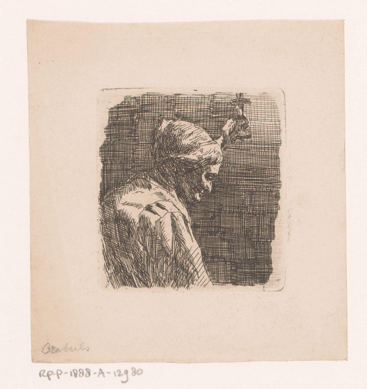 Oude vrouw met kandelaar