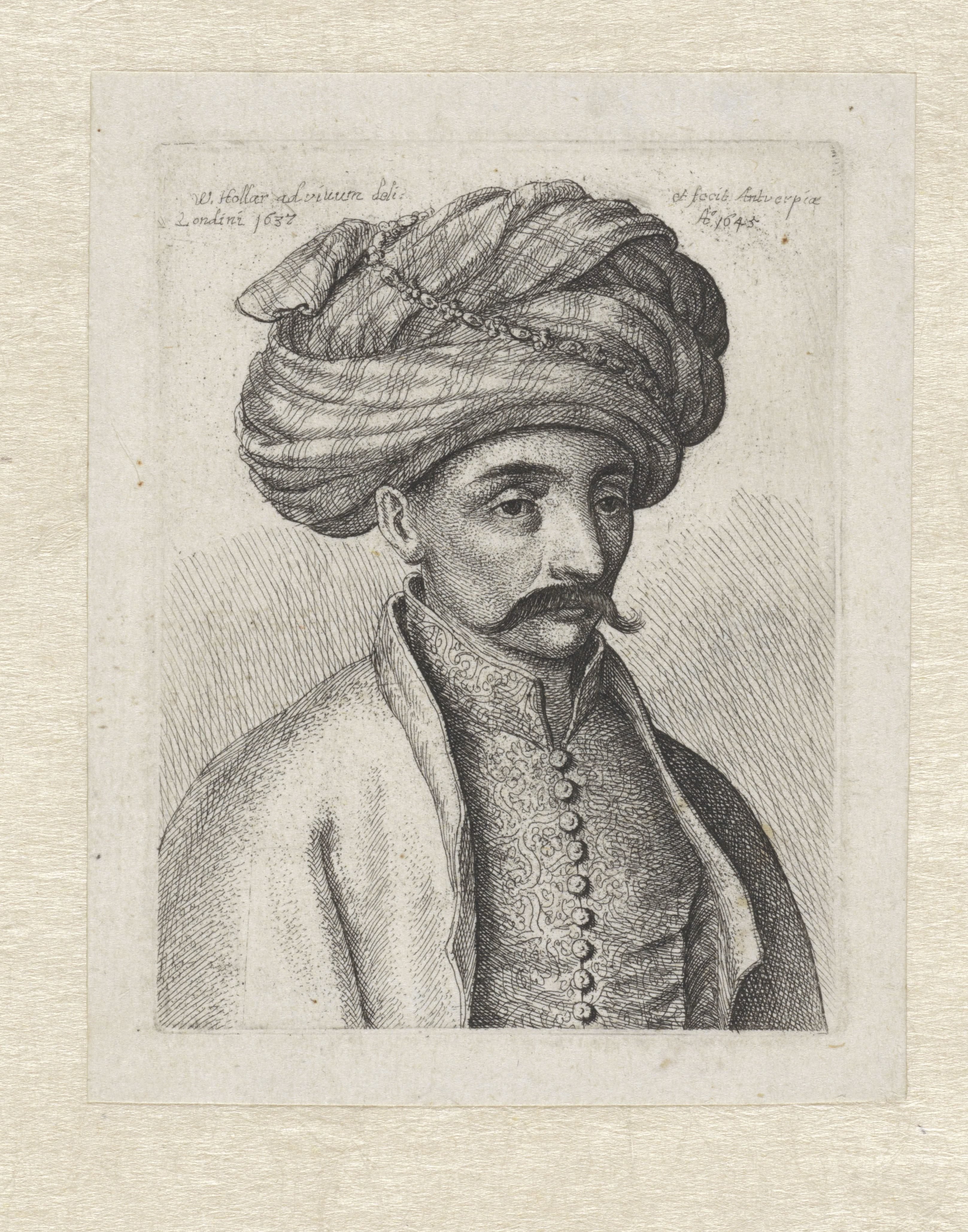 Portret van een Turkse man met snor en tulband