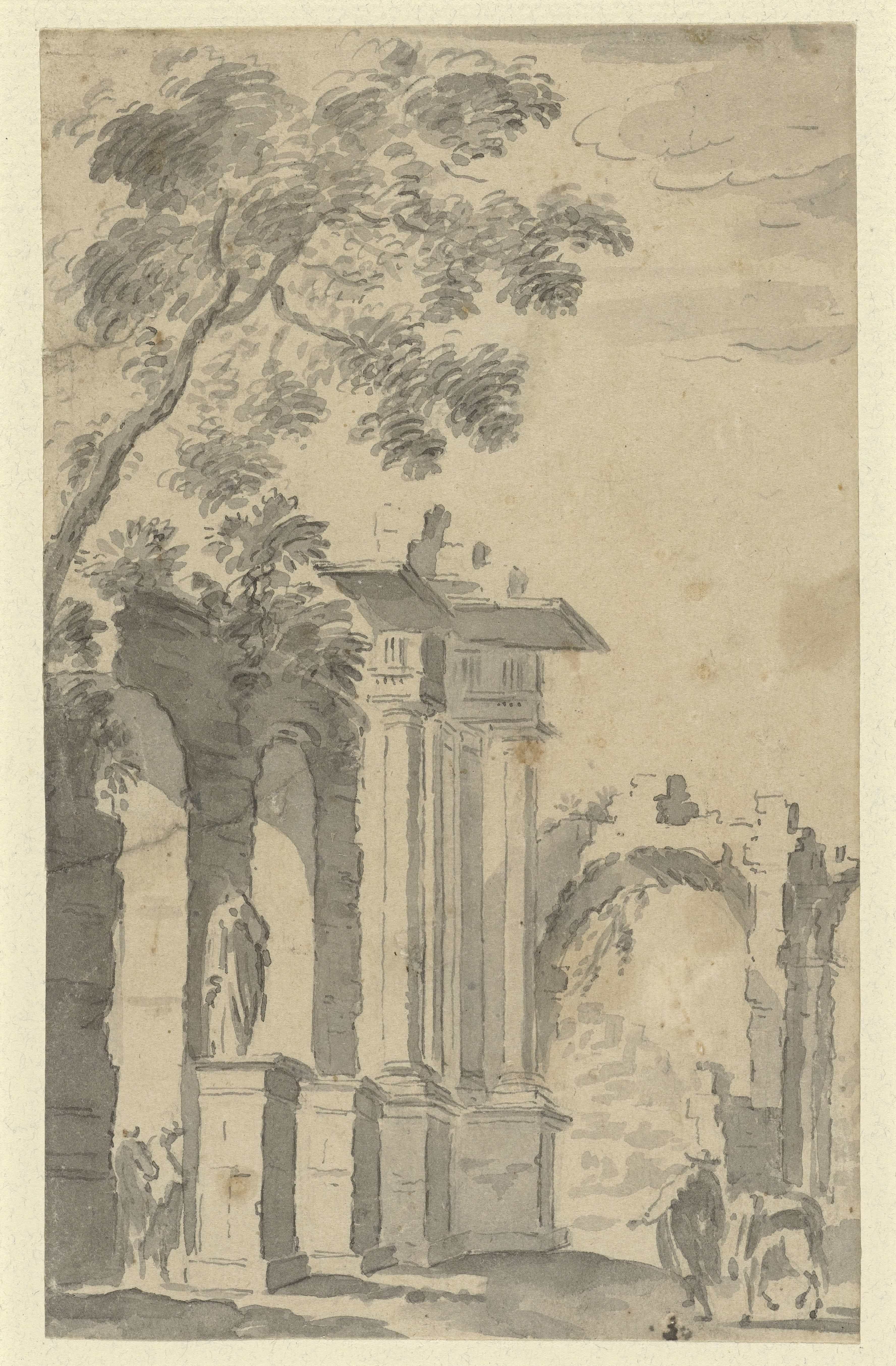 Ruïnes en een beeld