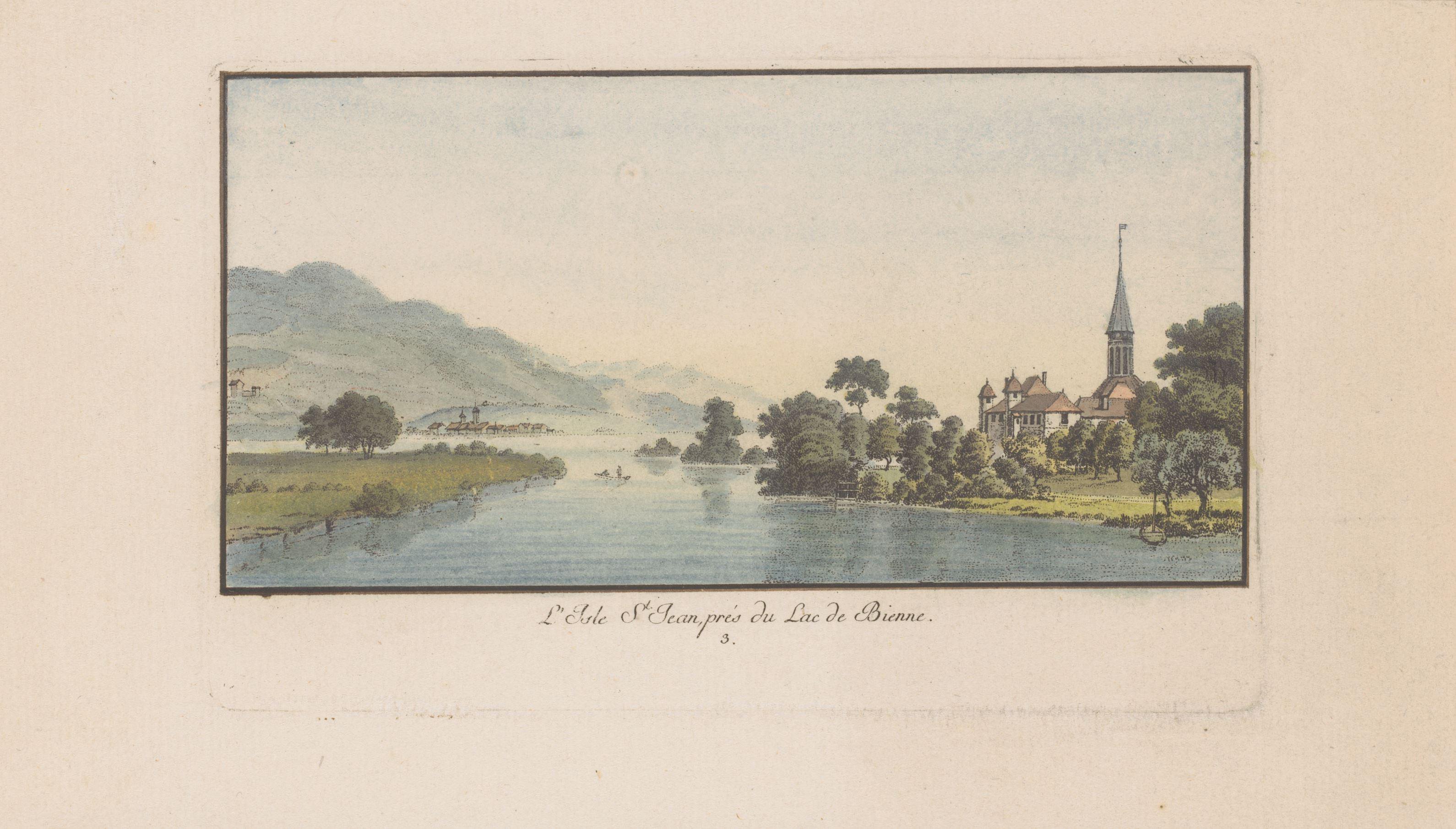 Gezicht op St. Petersinsel aan de Bielersee