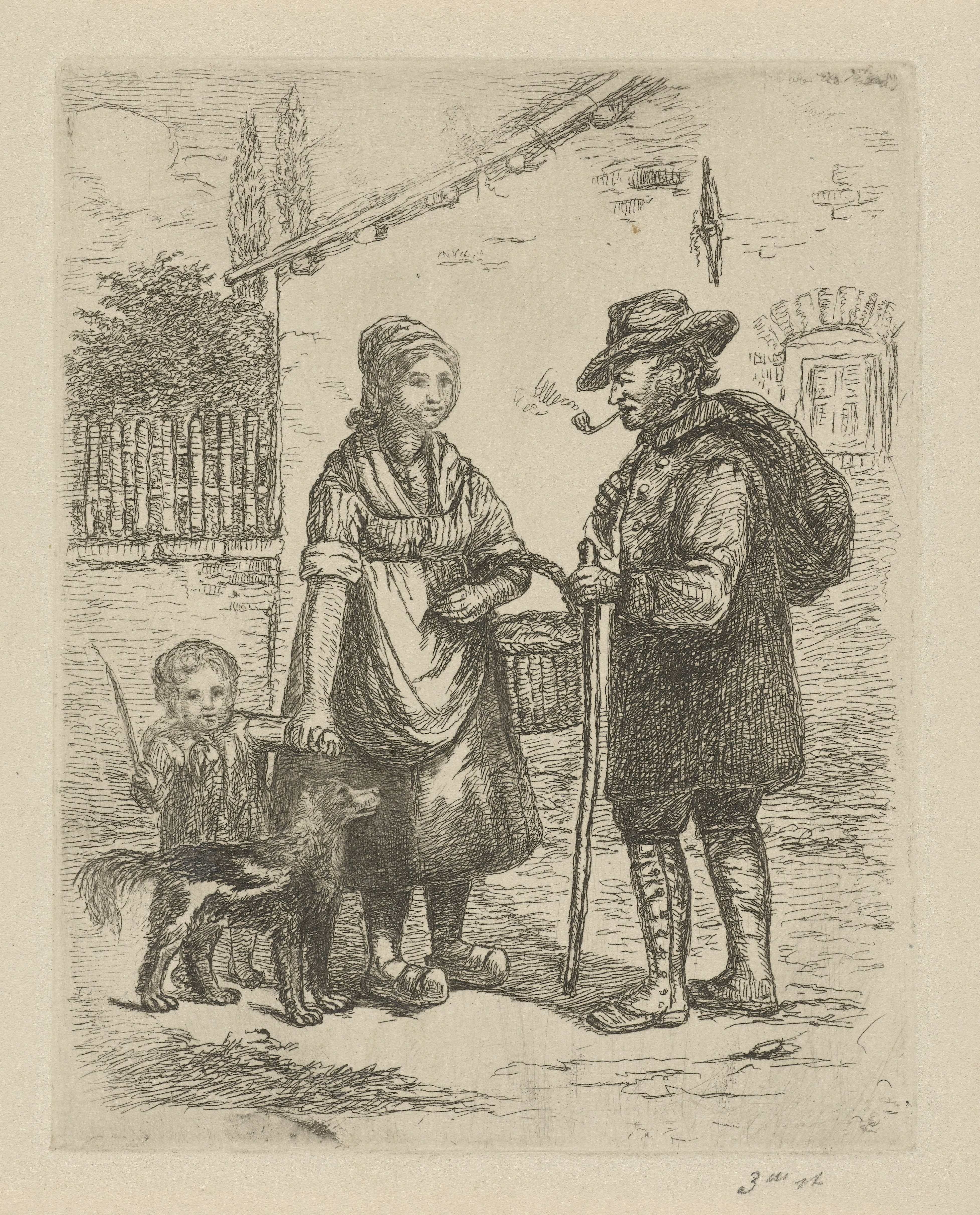 Boer en boerin bij een hoeve