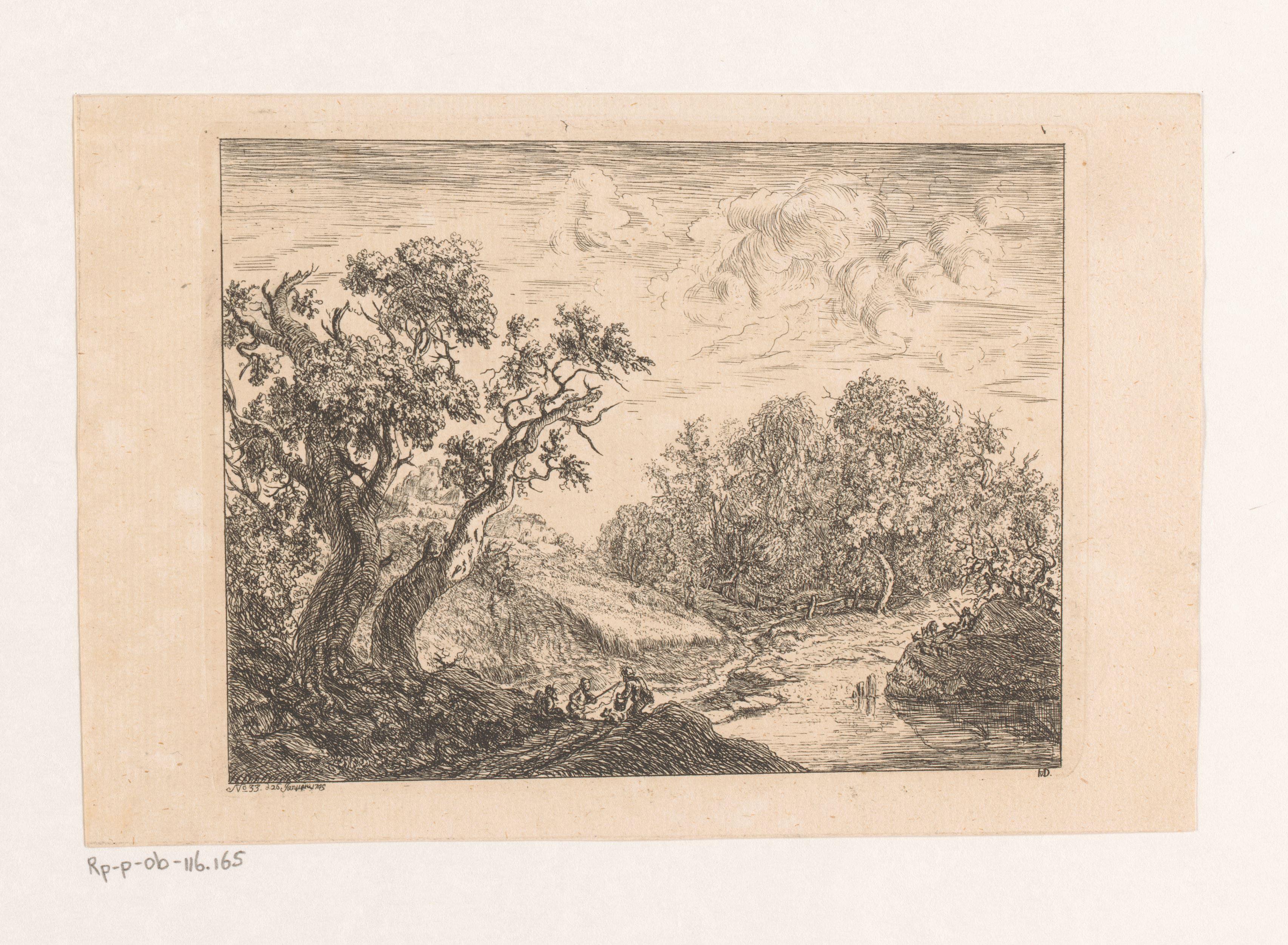 Heuvellandschap met vissers