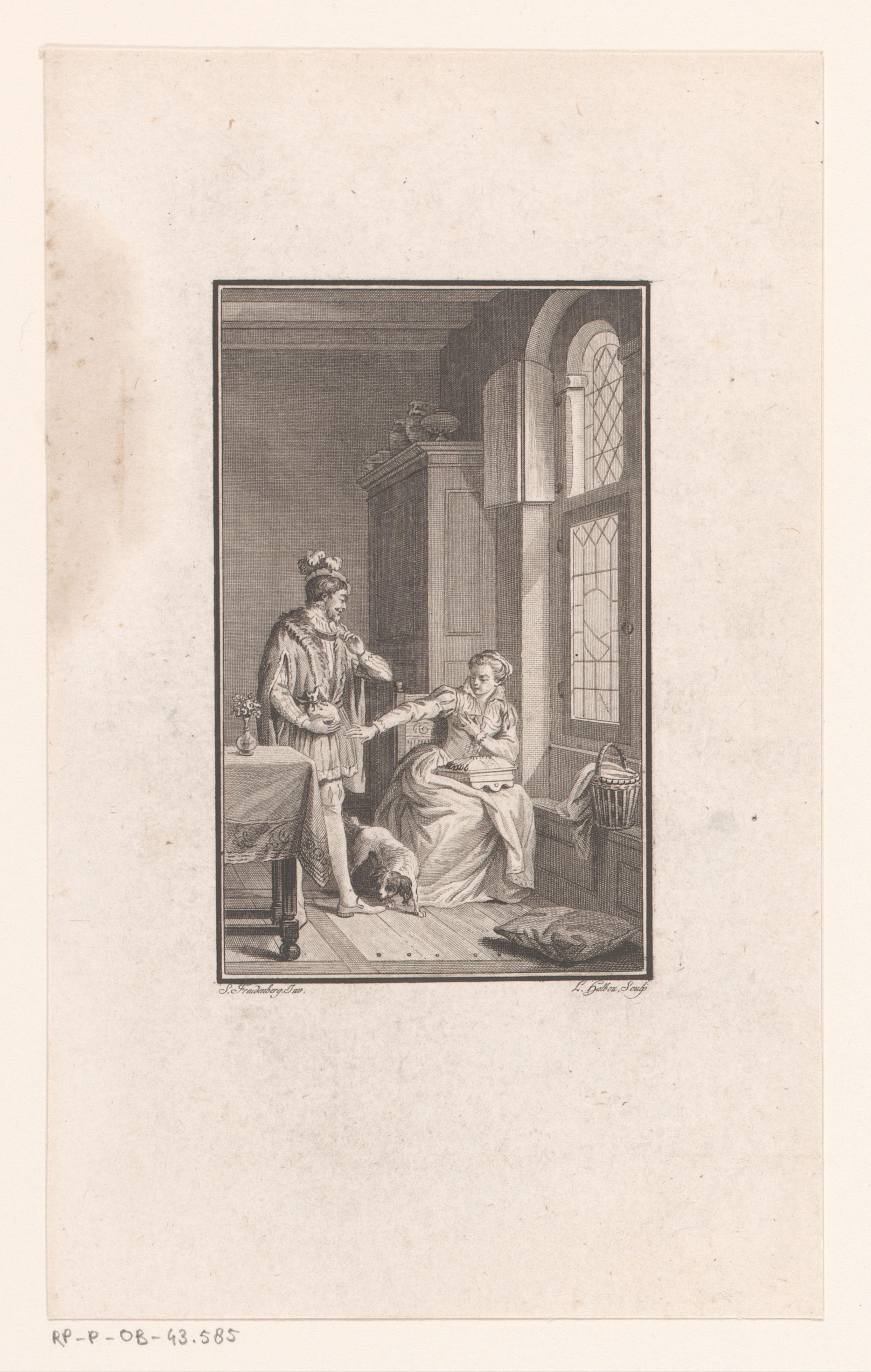 Interieur met een man en een vrouw voor een raam