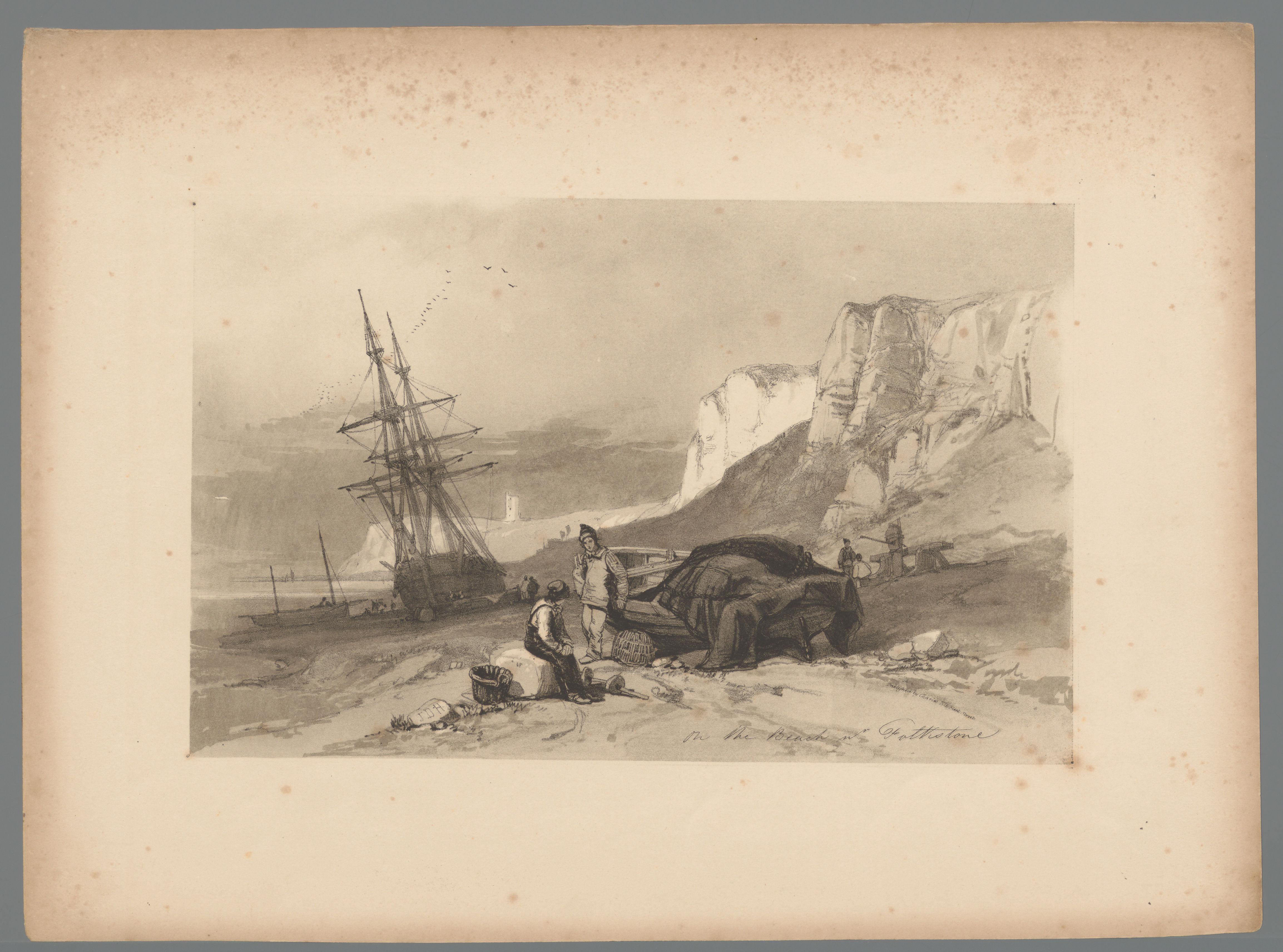 Kustlandschap met twee figuren bij een boot
