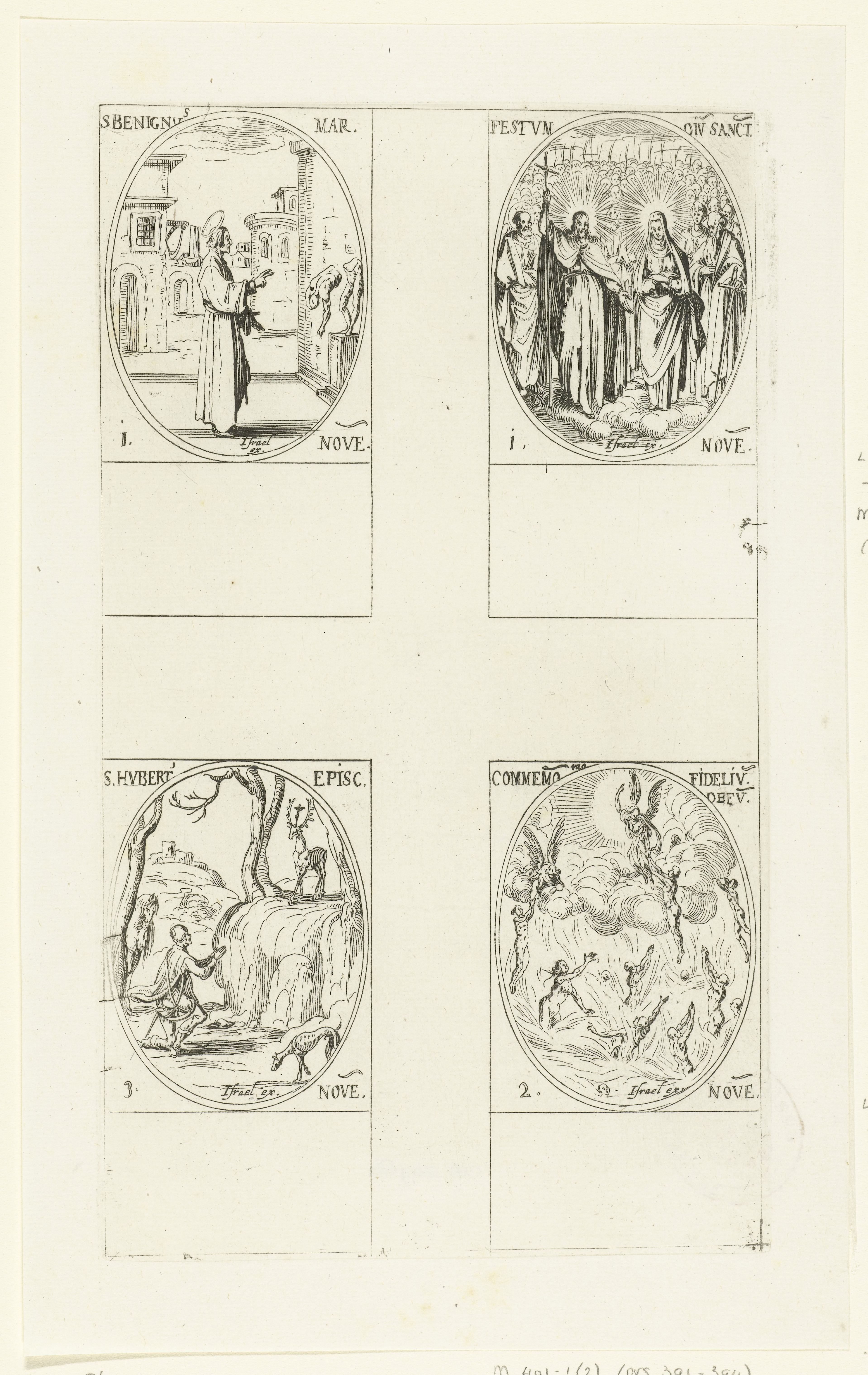 Heilige Benignus van Dijon, Christus met Maria en vele heiligen (Allerheiligen), Engelen trekken zielen de hemel in (Allerzielen), Heilige Hubertus van Luik (1-3 november)