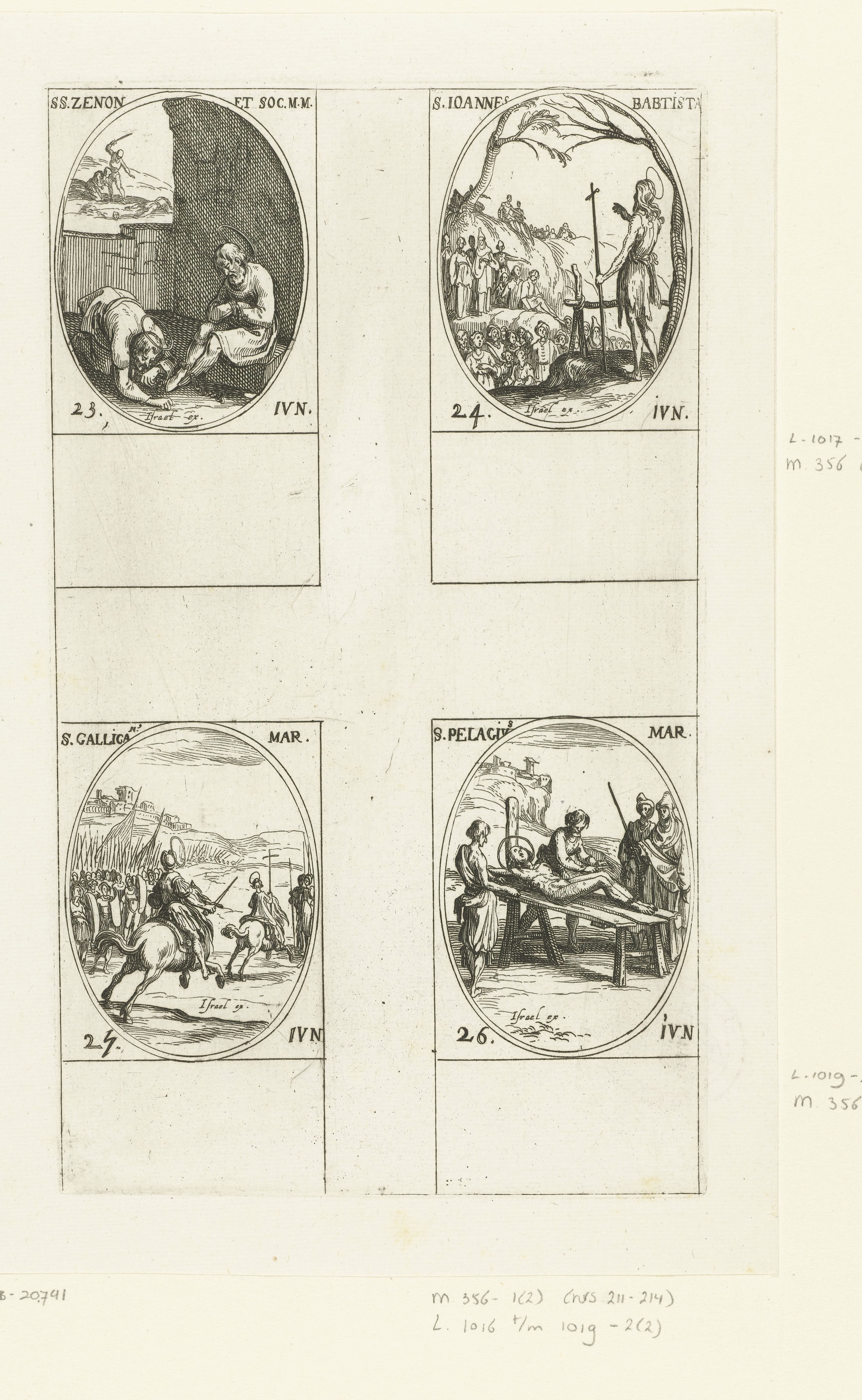 Heilige Zeno en gezellen, Heilige Johannes de Doper, Heilige Gallicanus van Rome, Heilige Pelagius van Cordoba (23-26 juni)