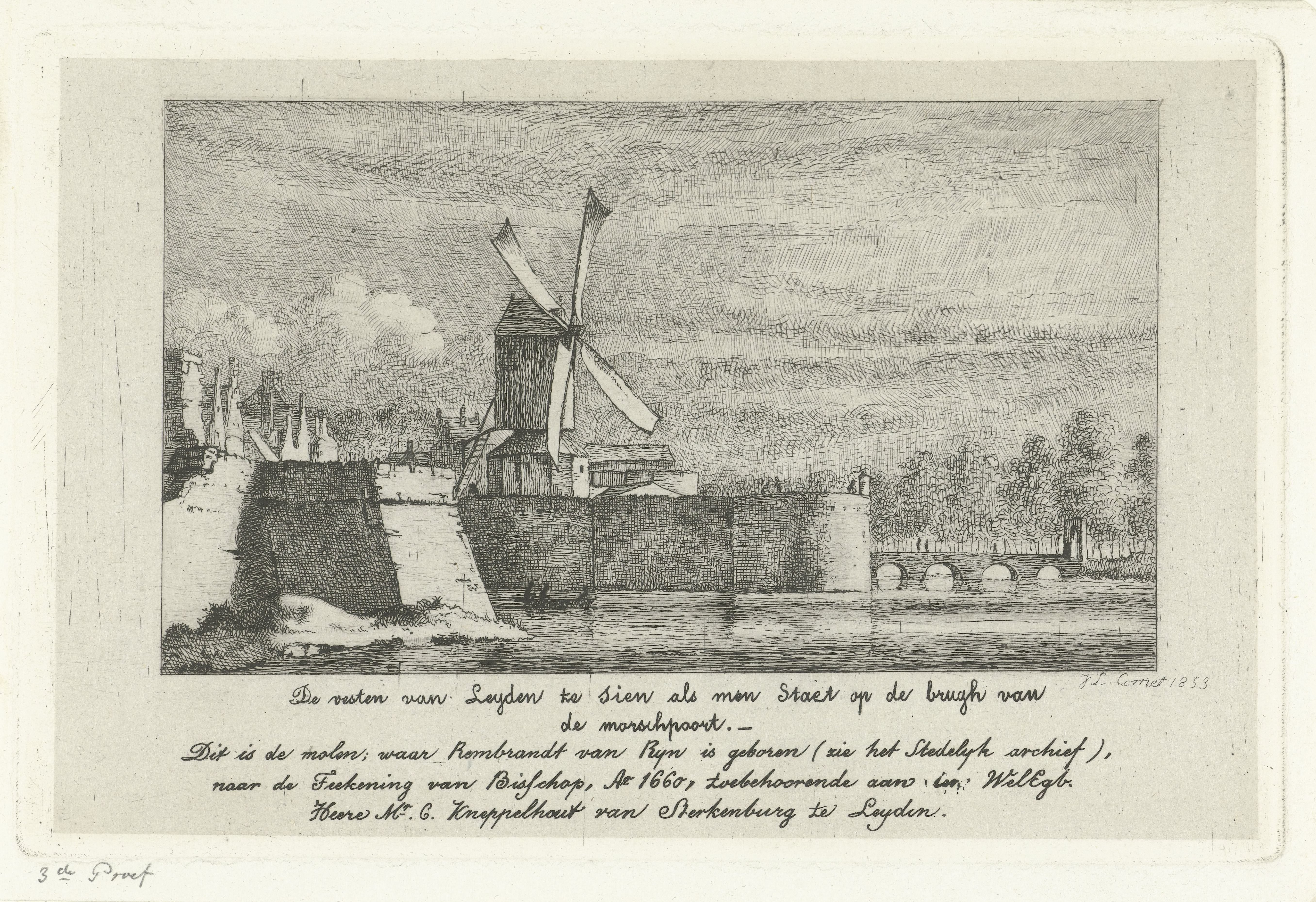 Gezicht op de vesten van Leiden