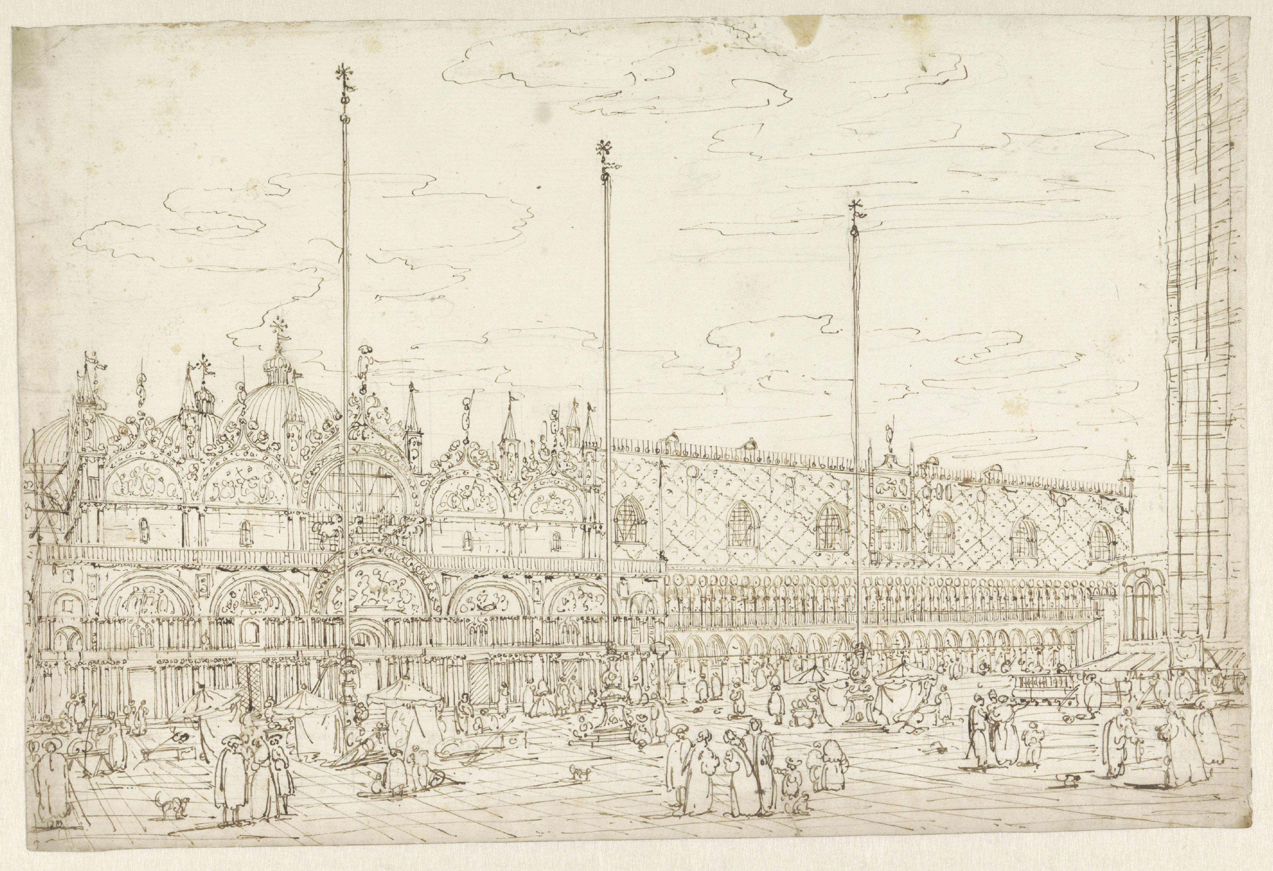 Gezicht op de Piazza San Marco naar de San Marco gezien, te Venetië