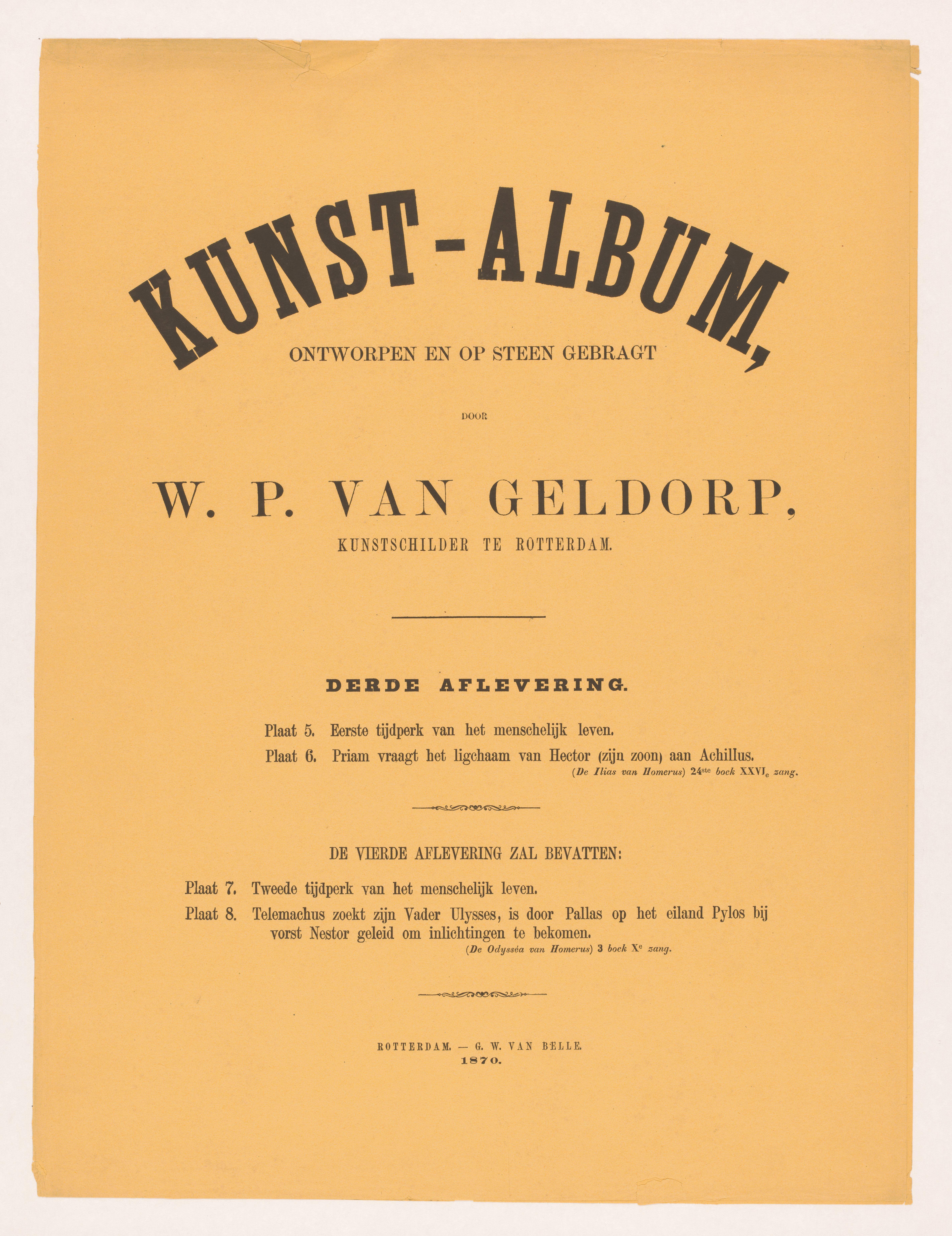 Omslag voor Kunst-Album door W. P. van Geldorp derde aflevering 1870