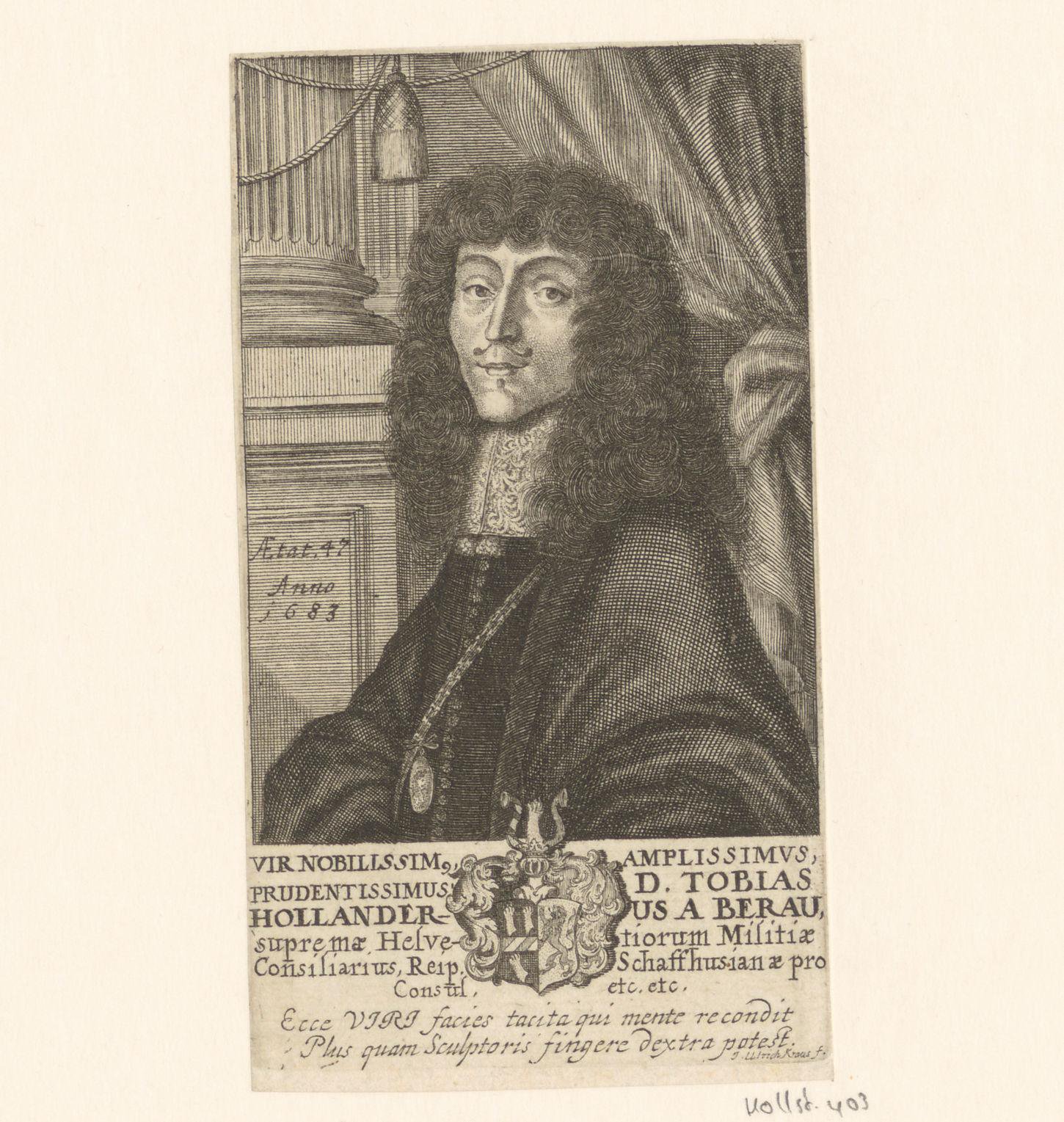 Portret van Tobias Hollander von Berau op 47-jarige leeftijd
