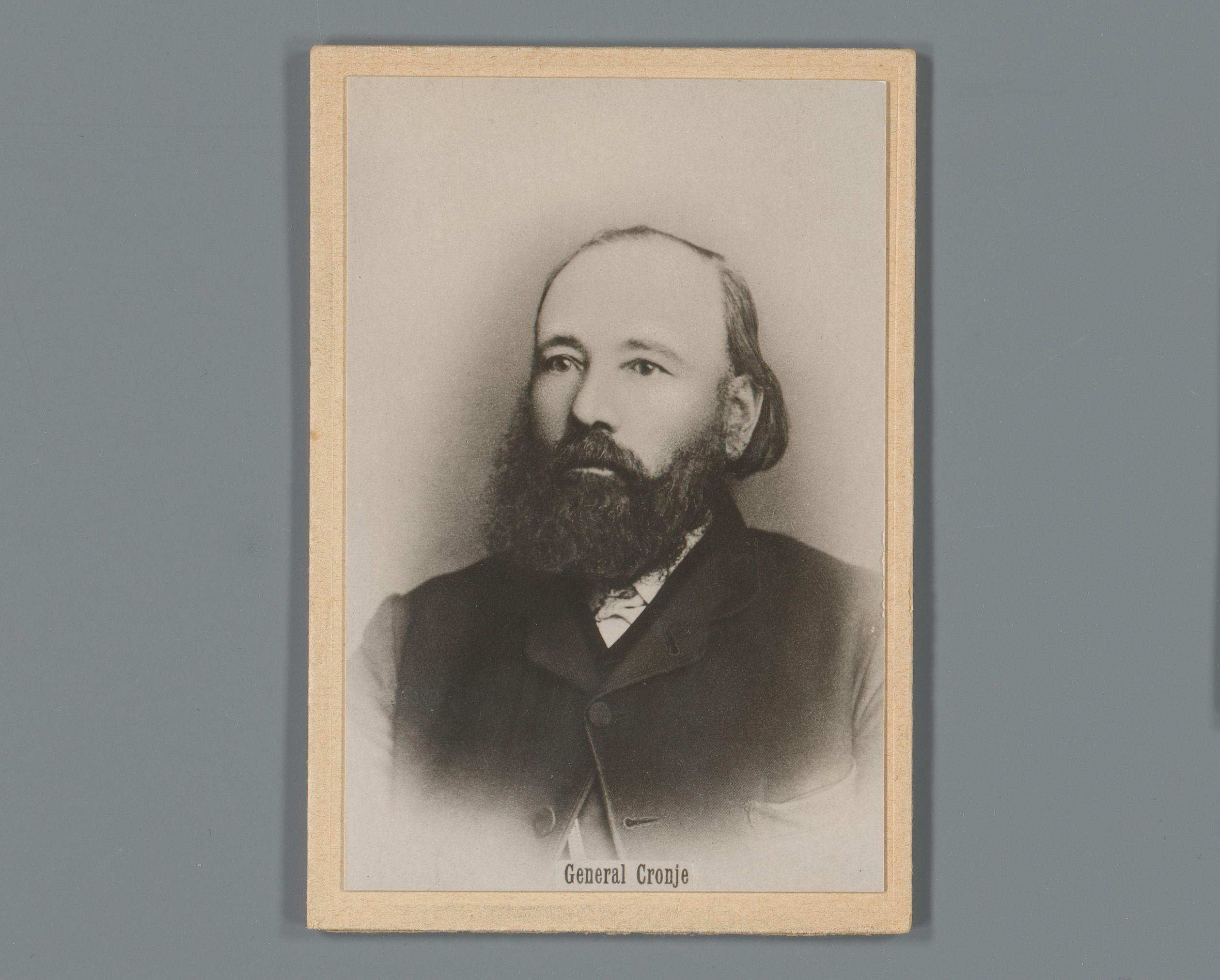 Portret van generaal Cronje met reclame voor de Noorse A.S. Freia Chocolade Fabrik