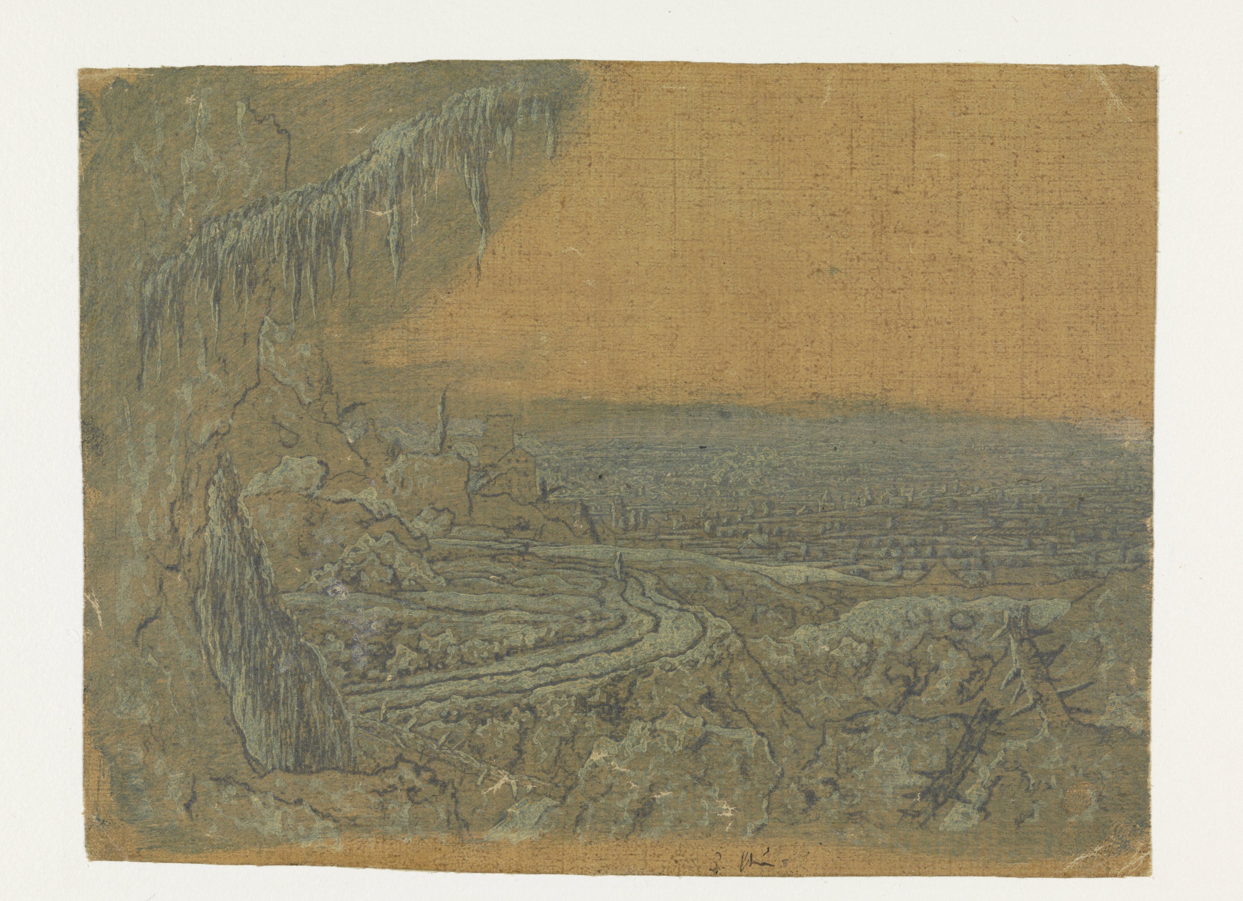 Distant View with a Road and Mossy Branches