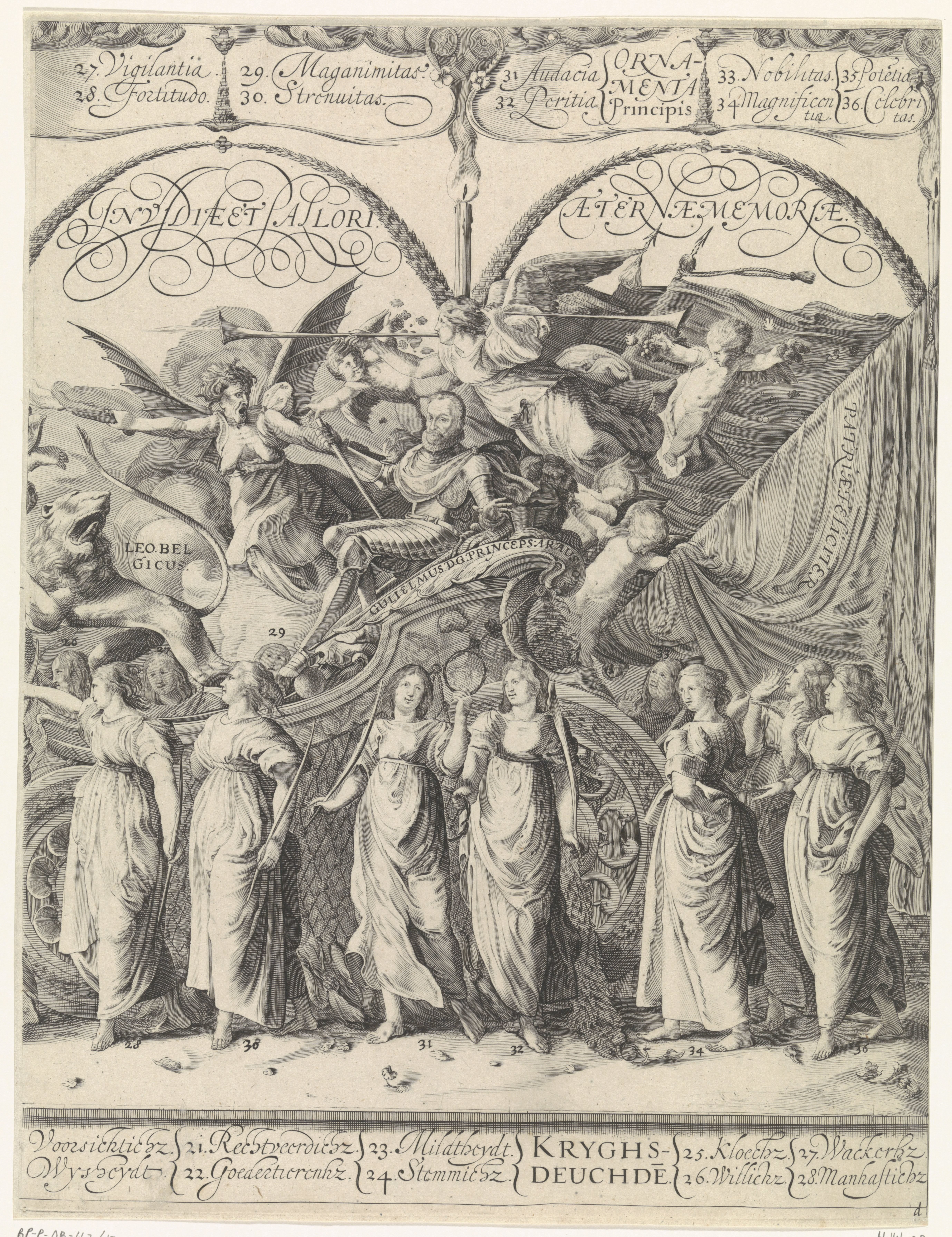 Triomftocht van Willem van Oranje, rechtsmidden