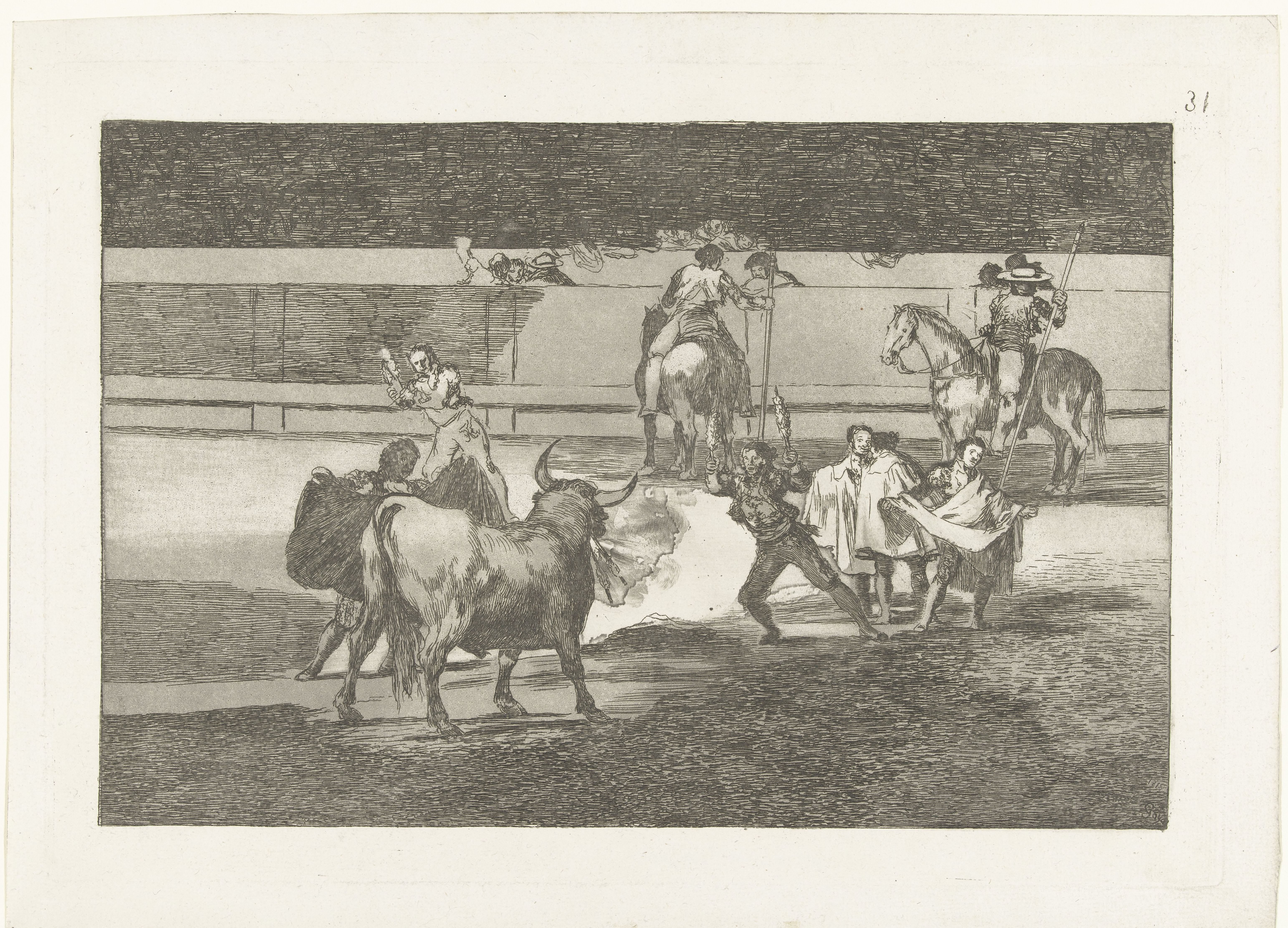 Torero met brandende banderillas