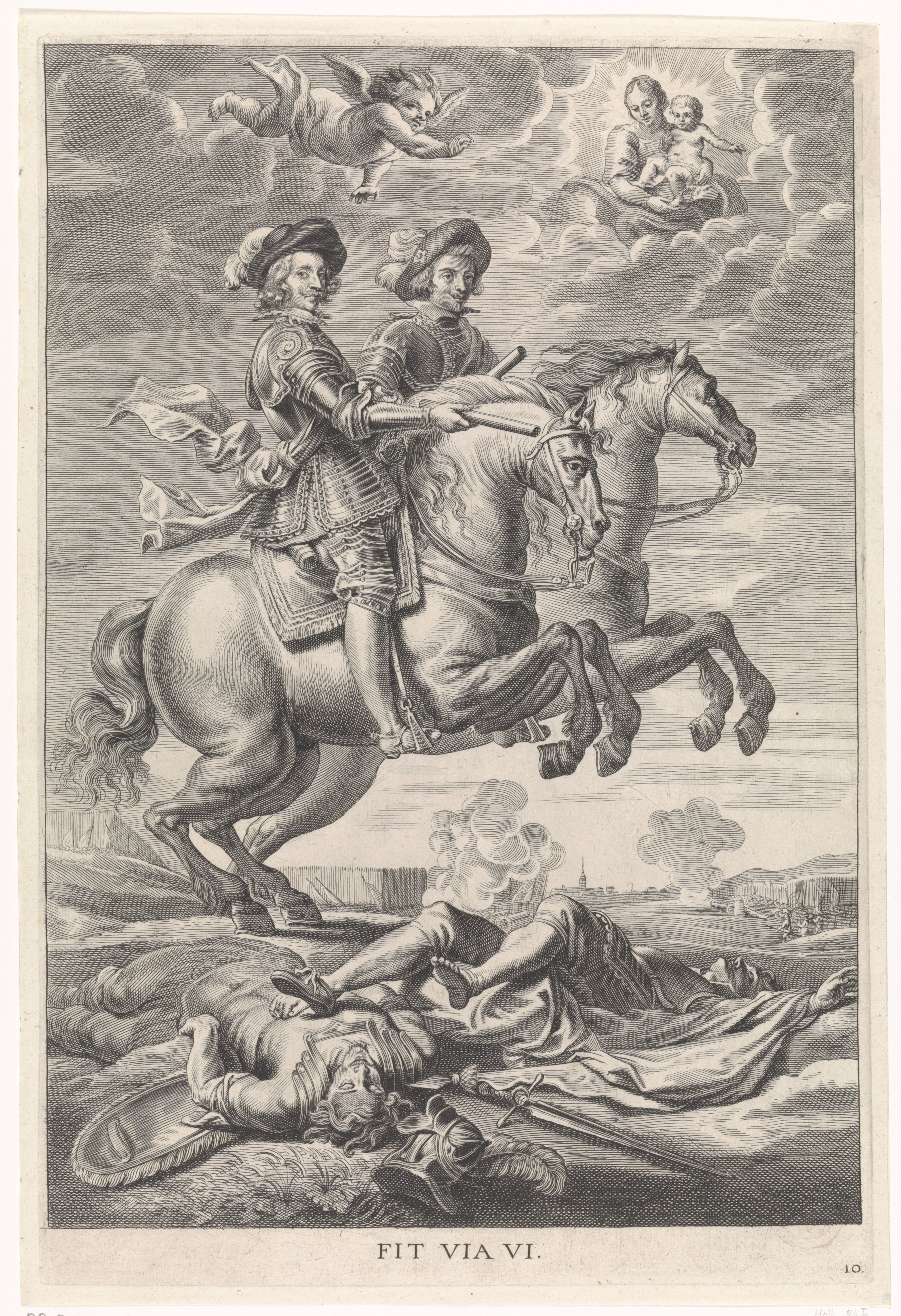 Ferdinand van Oostenrijk met Ferdinand, koning van Bohemen en Hongarije, te paard bij de overwinning bij Nördlingen