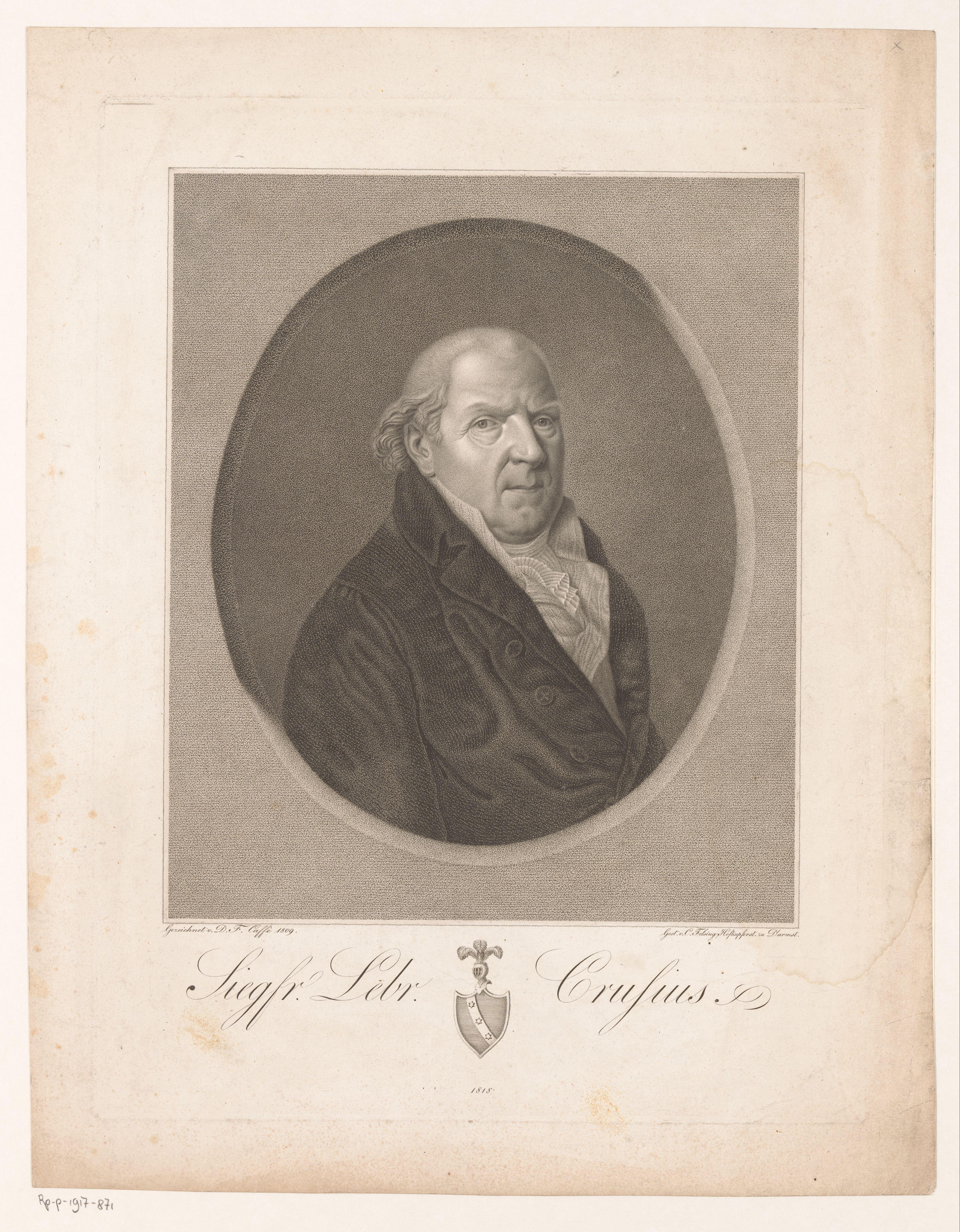 Portret van Siegfried Lebrecht Crusius op 71-jarige leeftijd